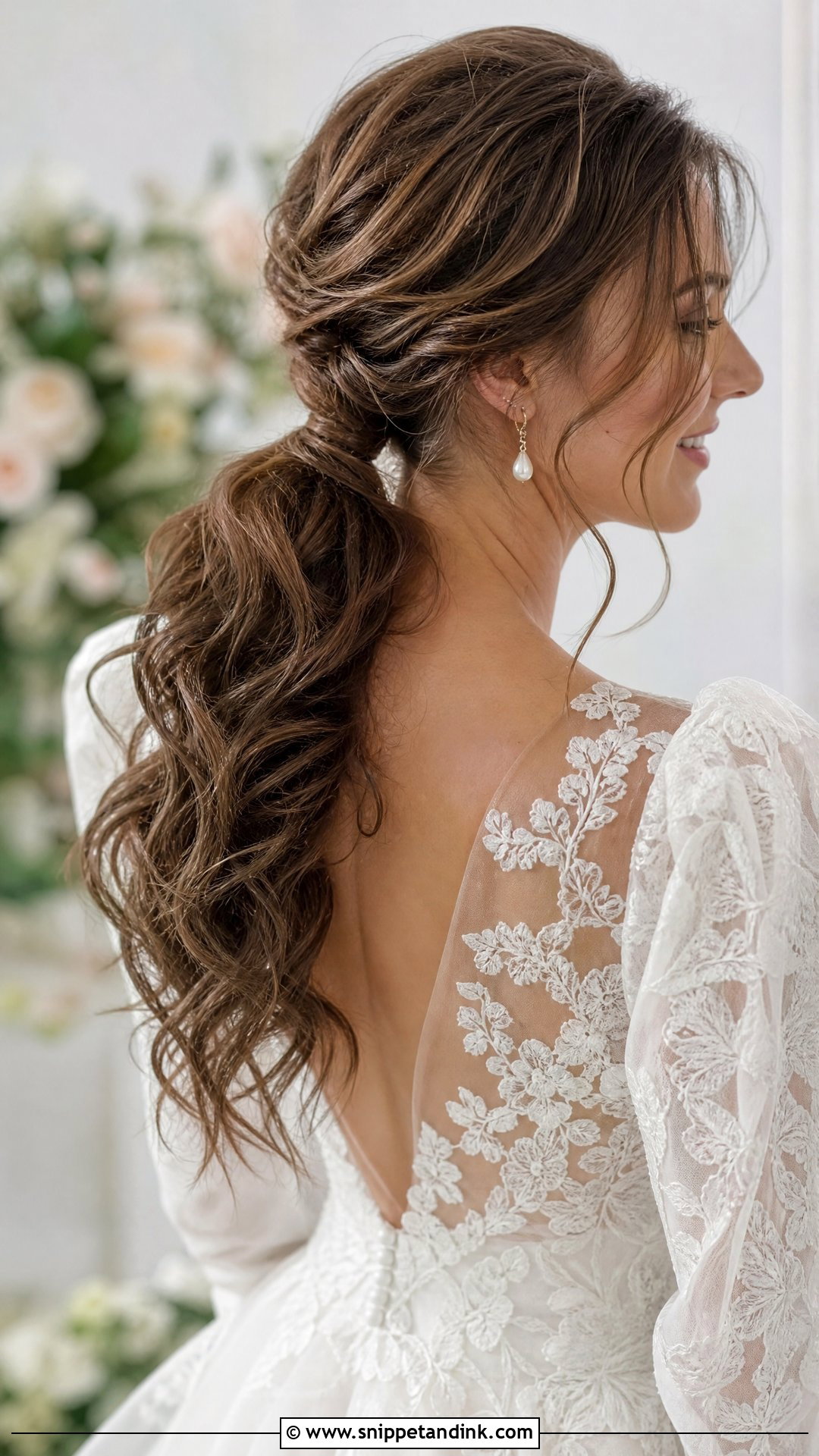 Low Ponytail With Loose Curls - Snippet and Ink - 20 Wedding Low Ponytail Hairstyles