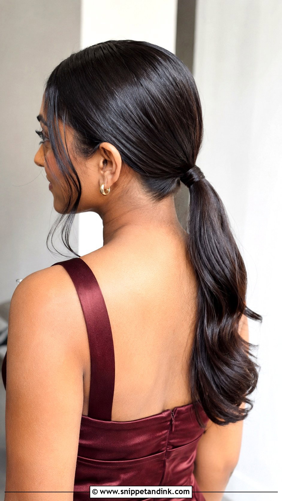 Low Ponytail With Middle Part - Snippet and Ink - 20 Bridesmaid Hair Pony Ideas