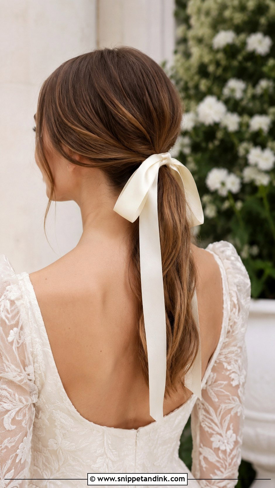 Low Ponytail With Ribbon - Snippet and Ink - 20 Pony Wedding Hairstyles