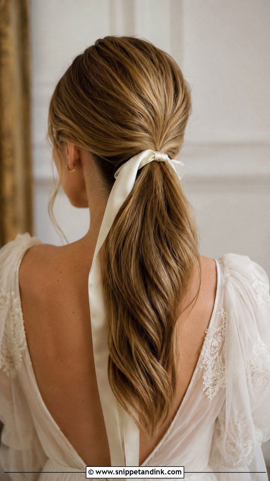 Low Ponytail With Ribbon - Snippet and Ink - 25 Pony Hairstyles for Wedding