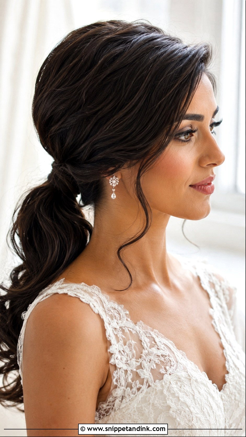 Low Ponytail With Side Part - Snippet and Ink - 25 Pony Hairstyles for Wedding
