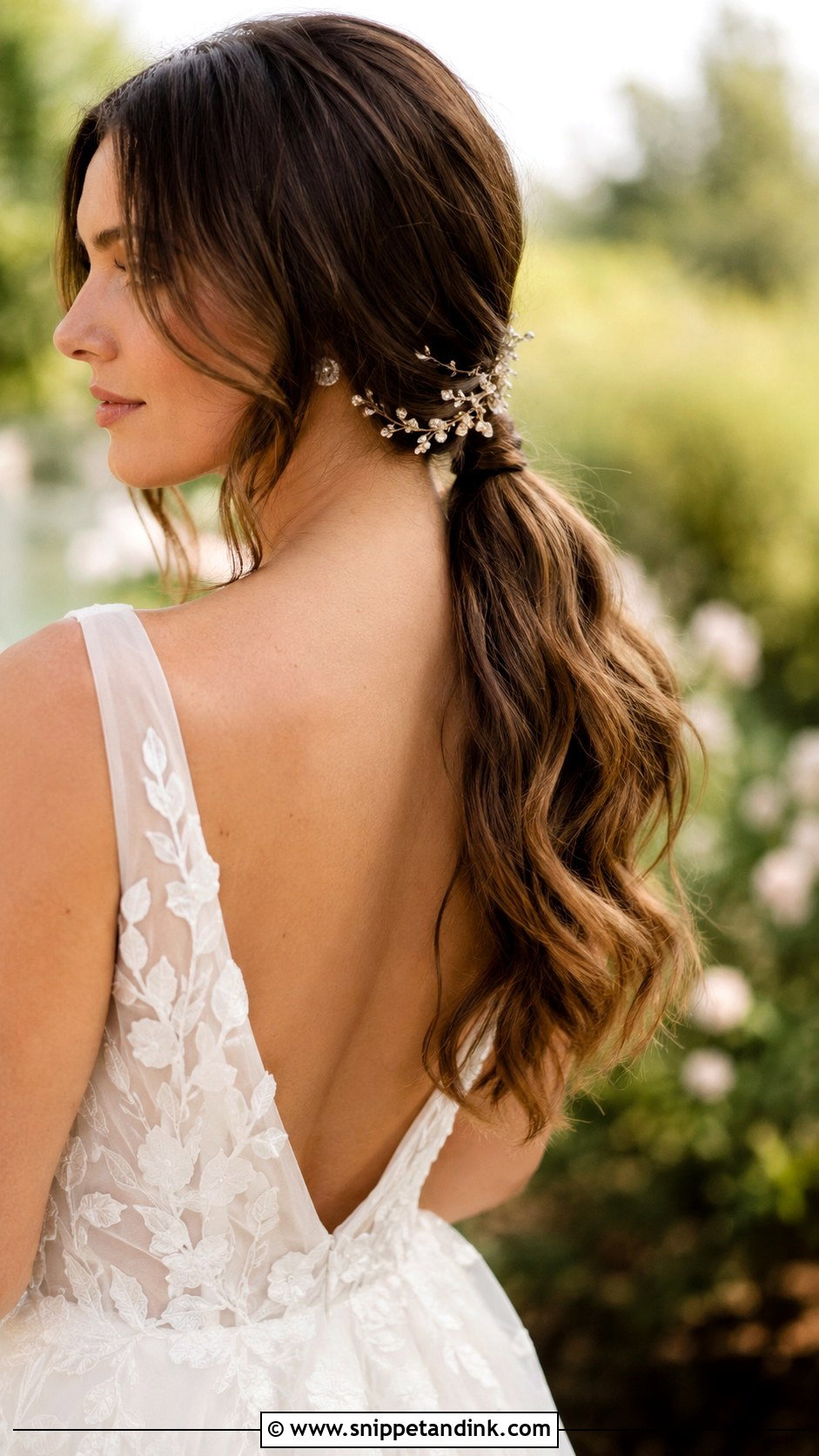 Low Ponytail With Soft Waves - Snippet and Ink - 20 Garden Wedding Hairstyles