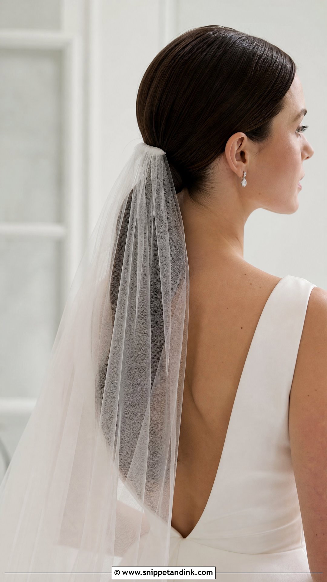 Low Ponytail With Veil for Brides - Snippet and Ink - 20 Wedding Low Ponytail Hairstyles