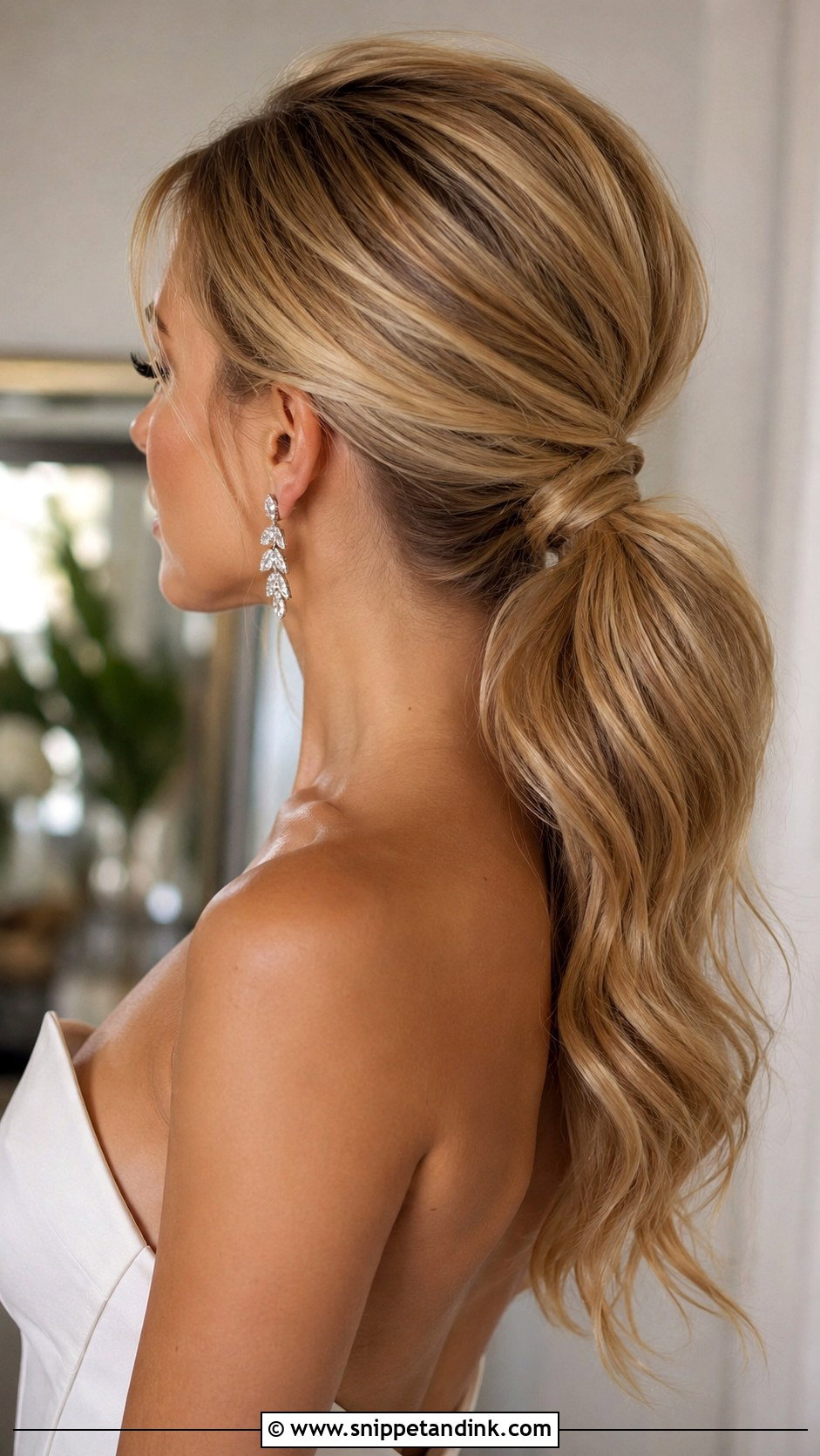 Low Ponytail With Volume - Snippet and Ink - 20 Old Money Bridal Hair Ideas
