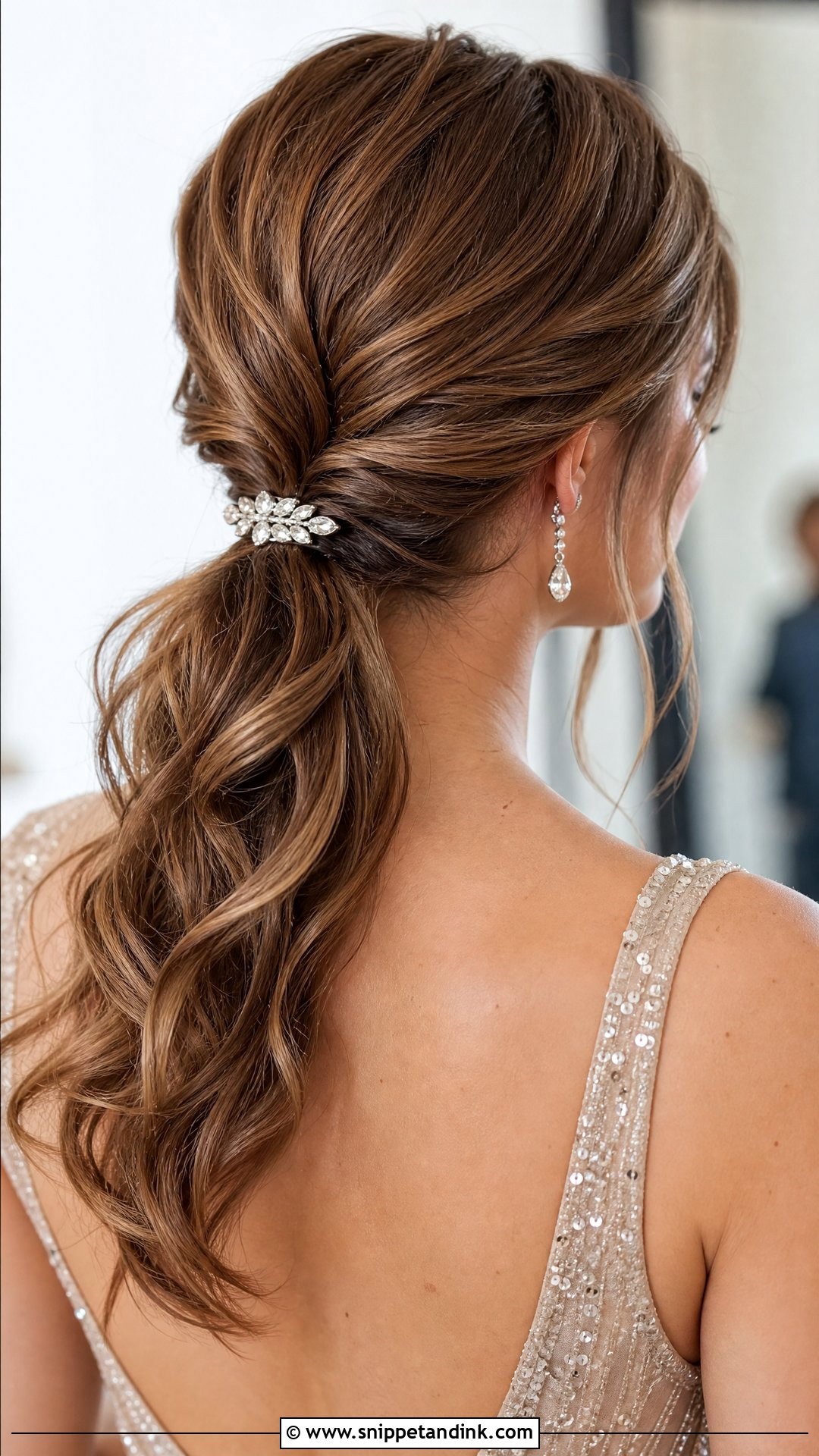 Low Ponytail With Waves - Snippet and Ink - 20 Hairstyles for Bride Sister