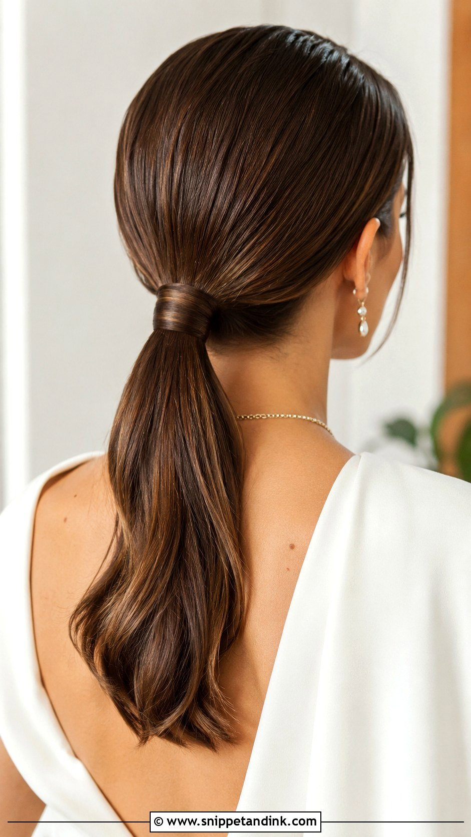 Low Ponytail With Wrapped Base - Snippet and Ink - 20 Kim K Wedding Hair Ideas