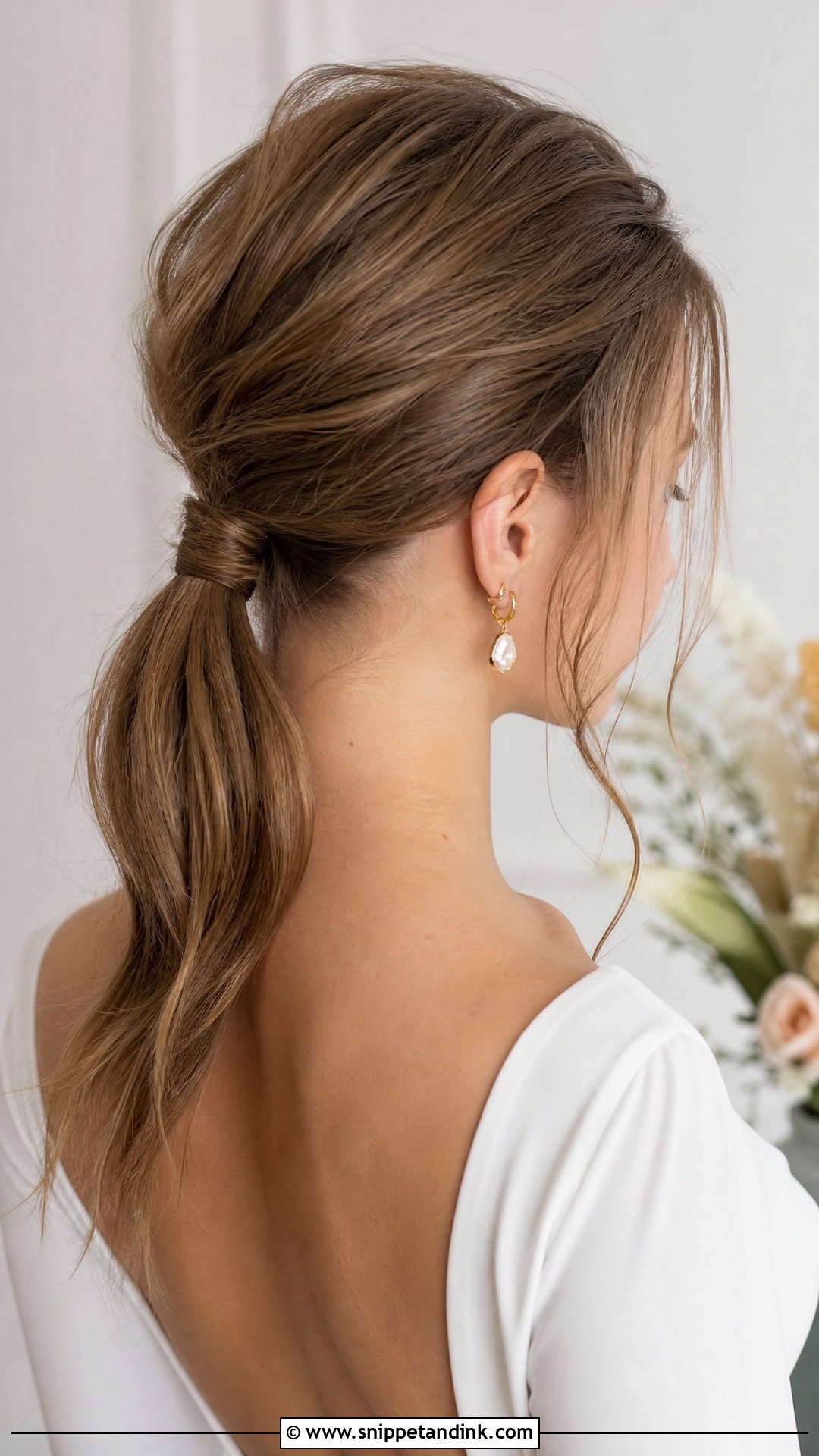 Low Ponytail With Wrapped Detail - Snippet and Ink - 20 Wedding Hairstyles Fine Hair