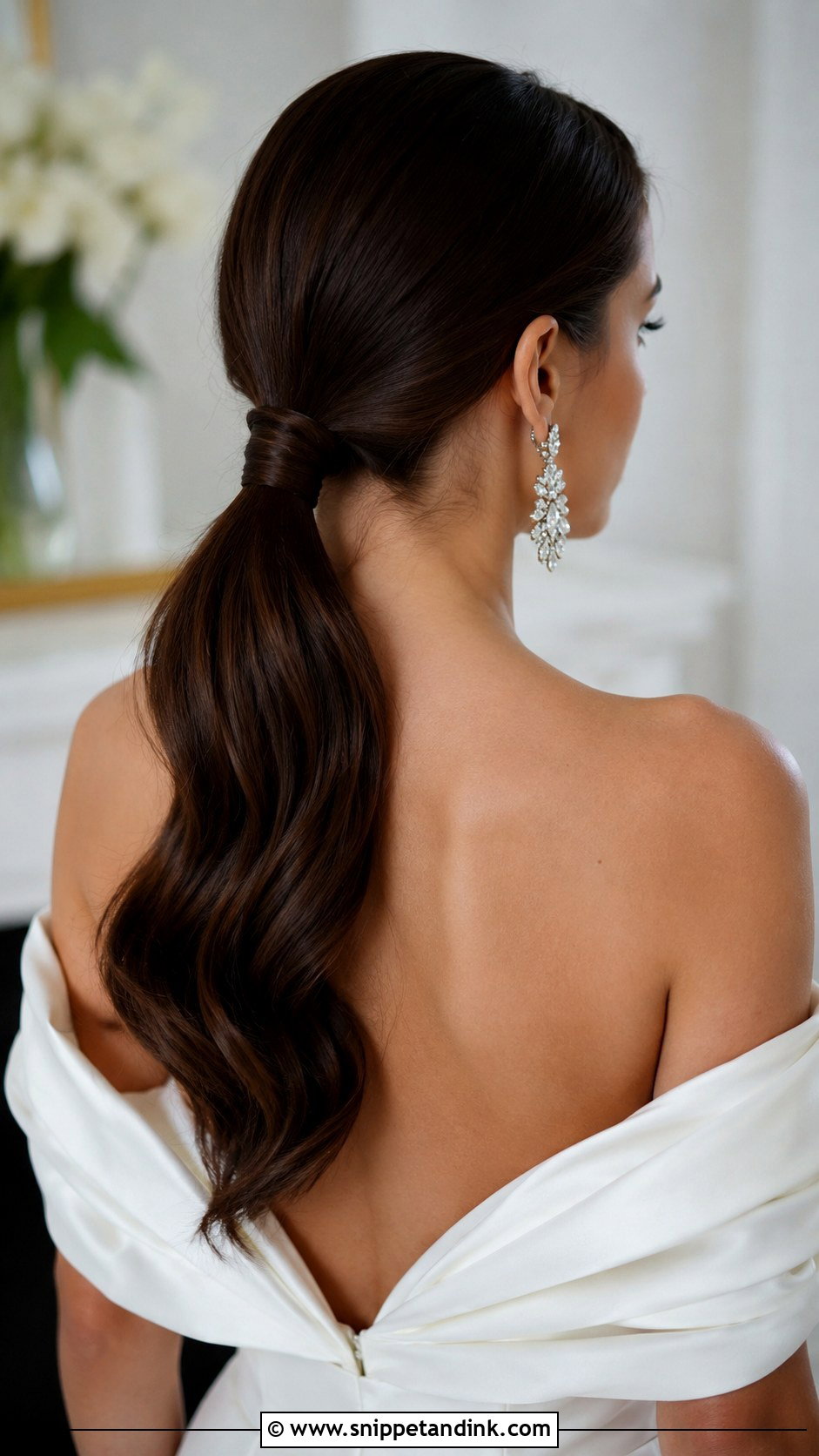 Low Ponytail With Wrapped Detail - Snippet and Ink - 25 Long Wedding Hair Ideas