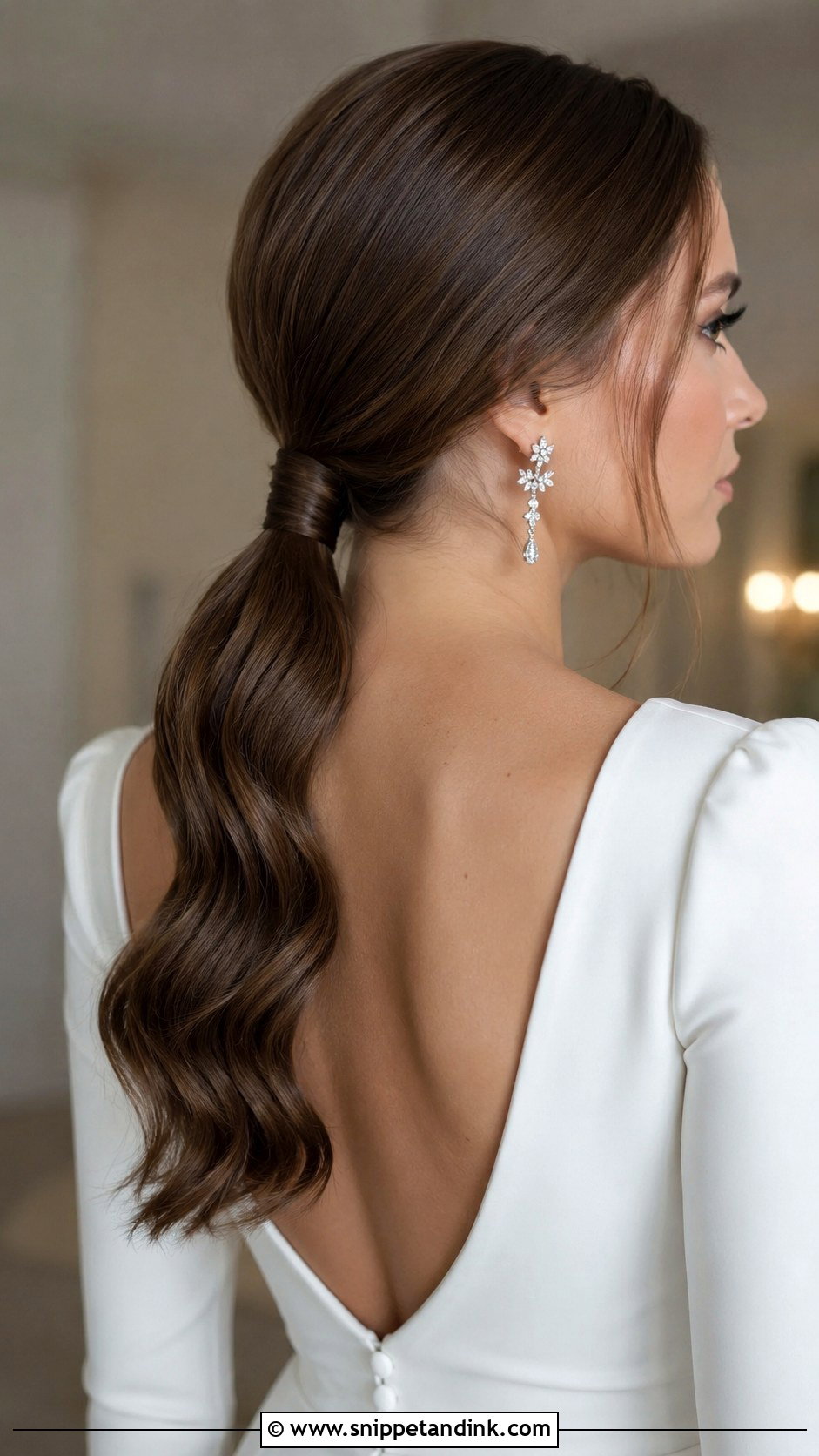 Low Ponytail With Wrapped Strand - Snippet and Ink - 25 Elegant Wedding Hair Ideas