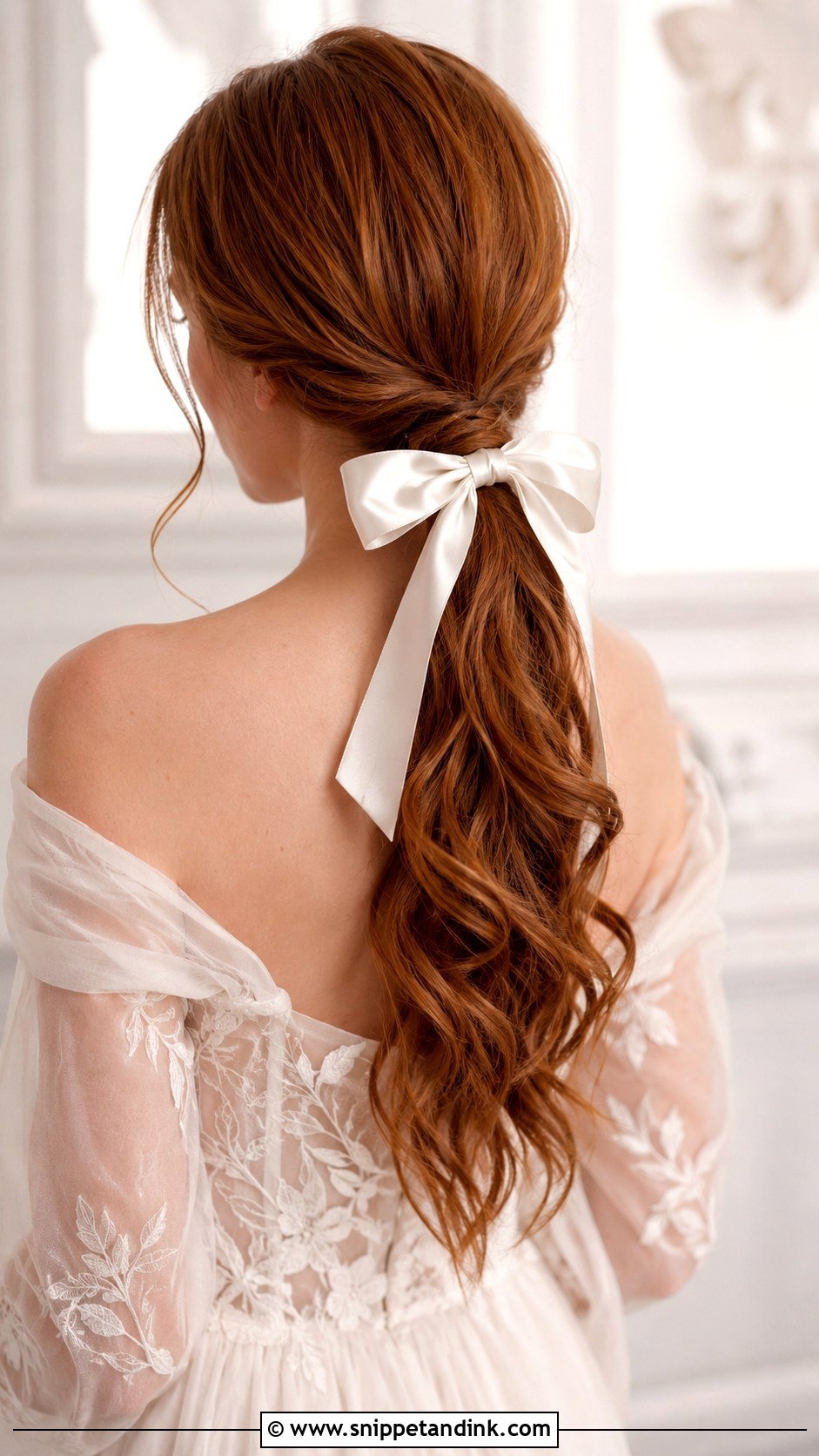 Low Ponytail With a Bow - Snippet and Ink - 20 Low Pony Wedding Hairstyles