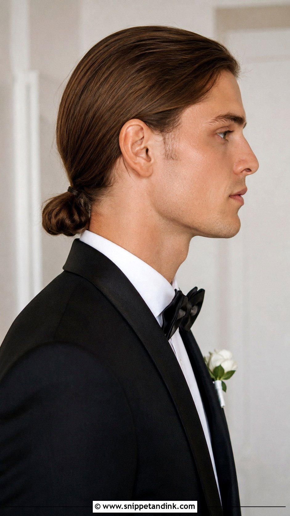 Low Ponytail for Grooms - Snippet and Ink - 20 Long Hair Groom Ideas