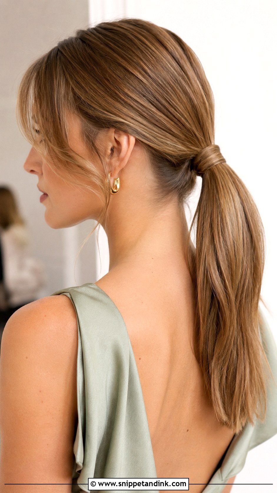 Low Ponytail for Long Hair Wedding Guest - Snippet and Ink - 20 Hair Styles for Long Hair Wedding Guest