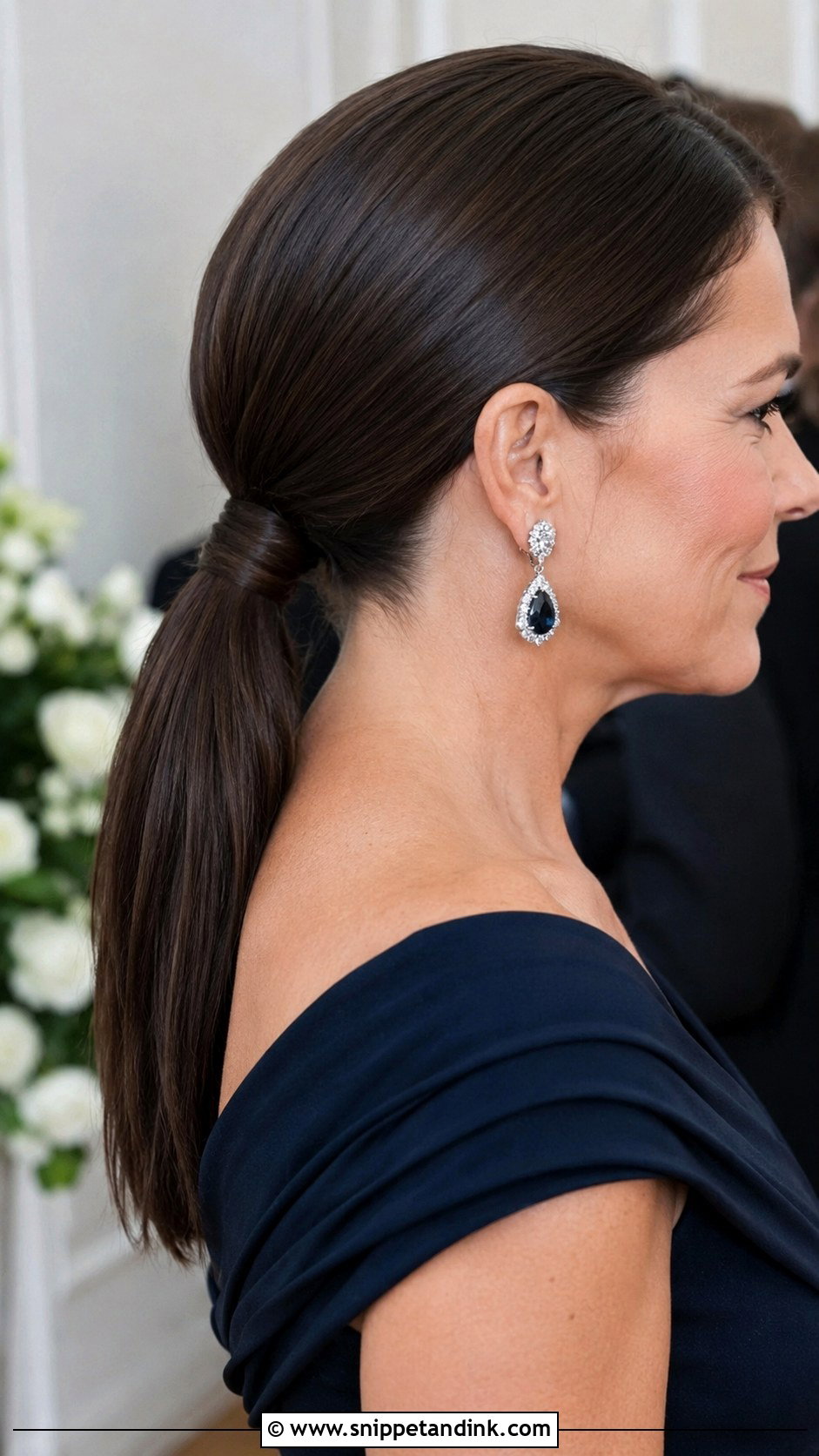 Low Ponytail for Mother of the Bride - Snippet and Ink - 30 Mother of Bride Hairstyles
