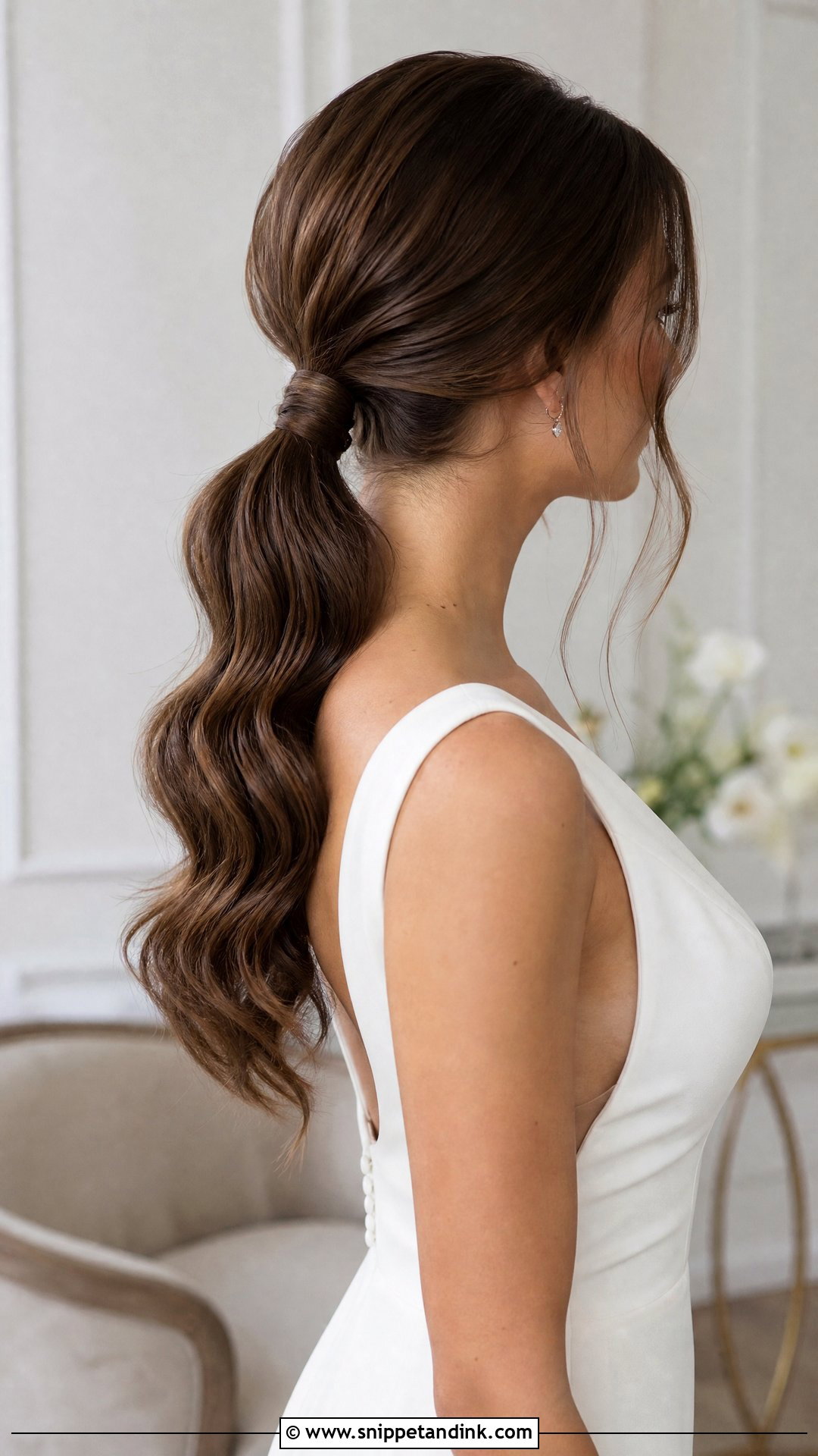Low Ponytail with Soft Waves - Snippet and Ink - 20 Wedding Hair Ideas for Long Hair