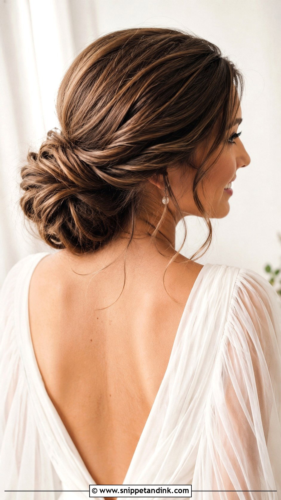 Low Side Bun For Long Hair - Snippet and Ink - 20 Low Side Bun Wedding Hair Ideas