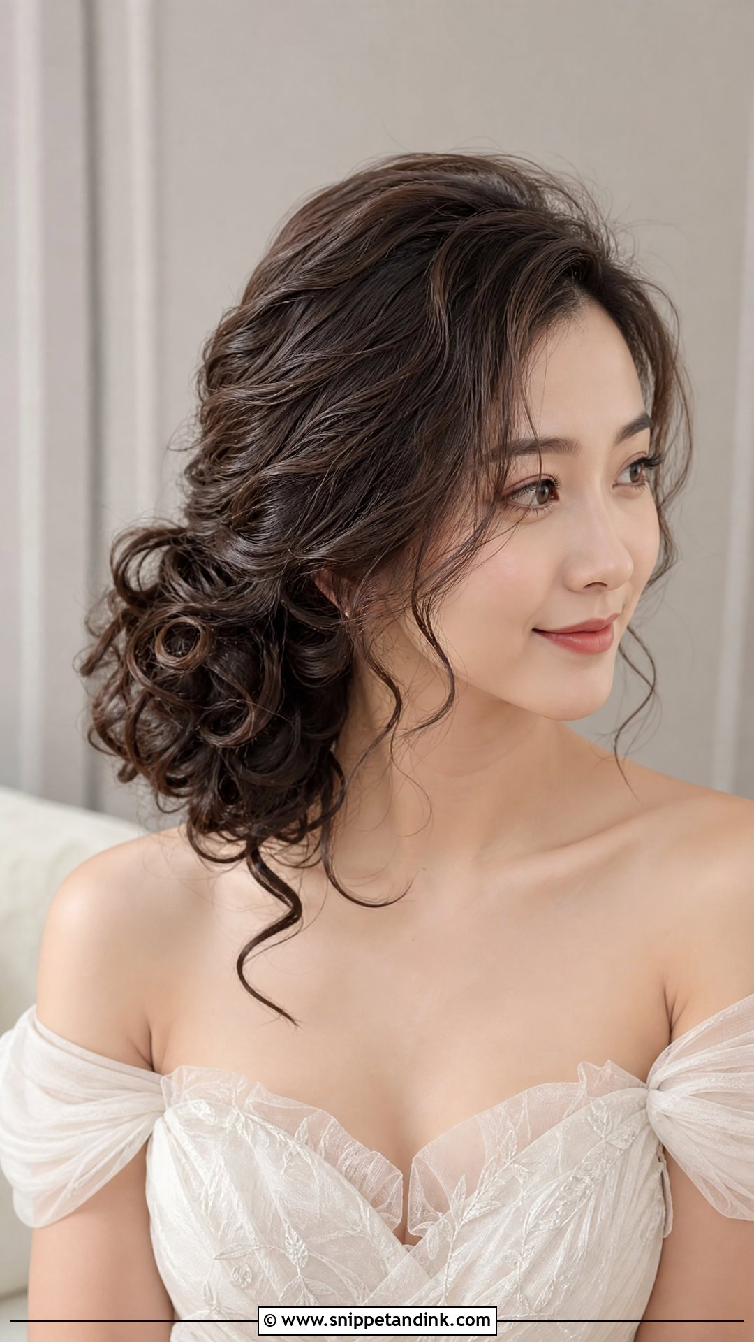 Low Side Bun With Cascading Curls - Snippet and Ink - 25 Asian Wedding Hair Ideas
