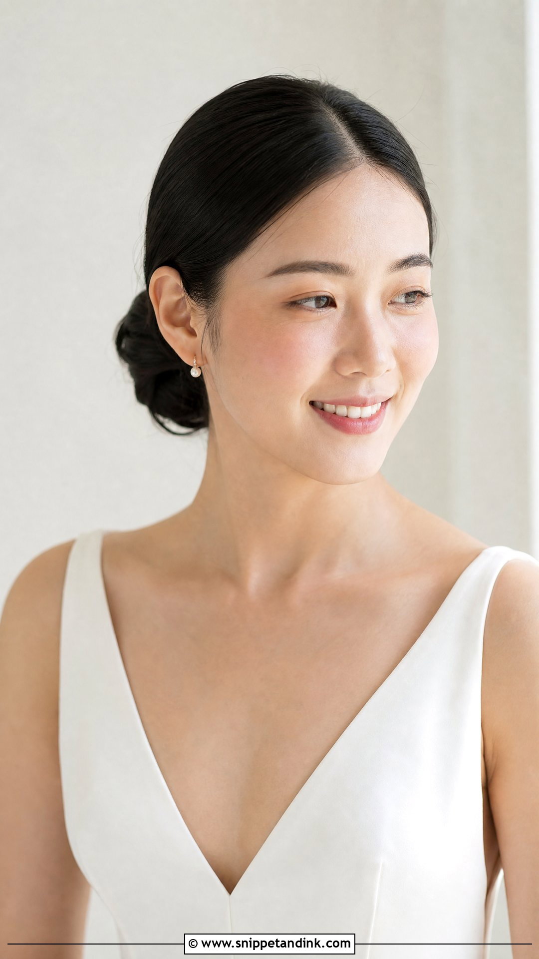 Low Side Bun With Center Part - Snippet and Ink - 25 Side Bun Wedding Hair Ideas