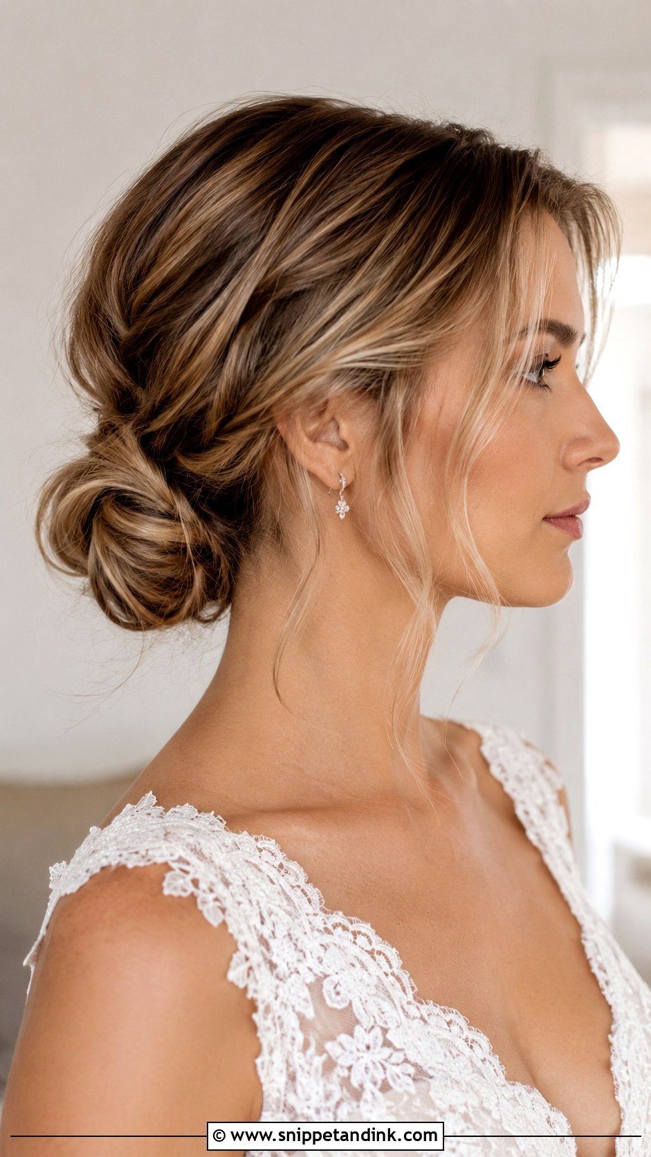Low Side Bun With Loose Tendrils - Snippet and Ink - 30 Side Wedding Hairstyles
