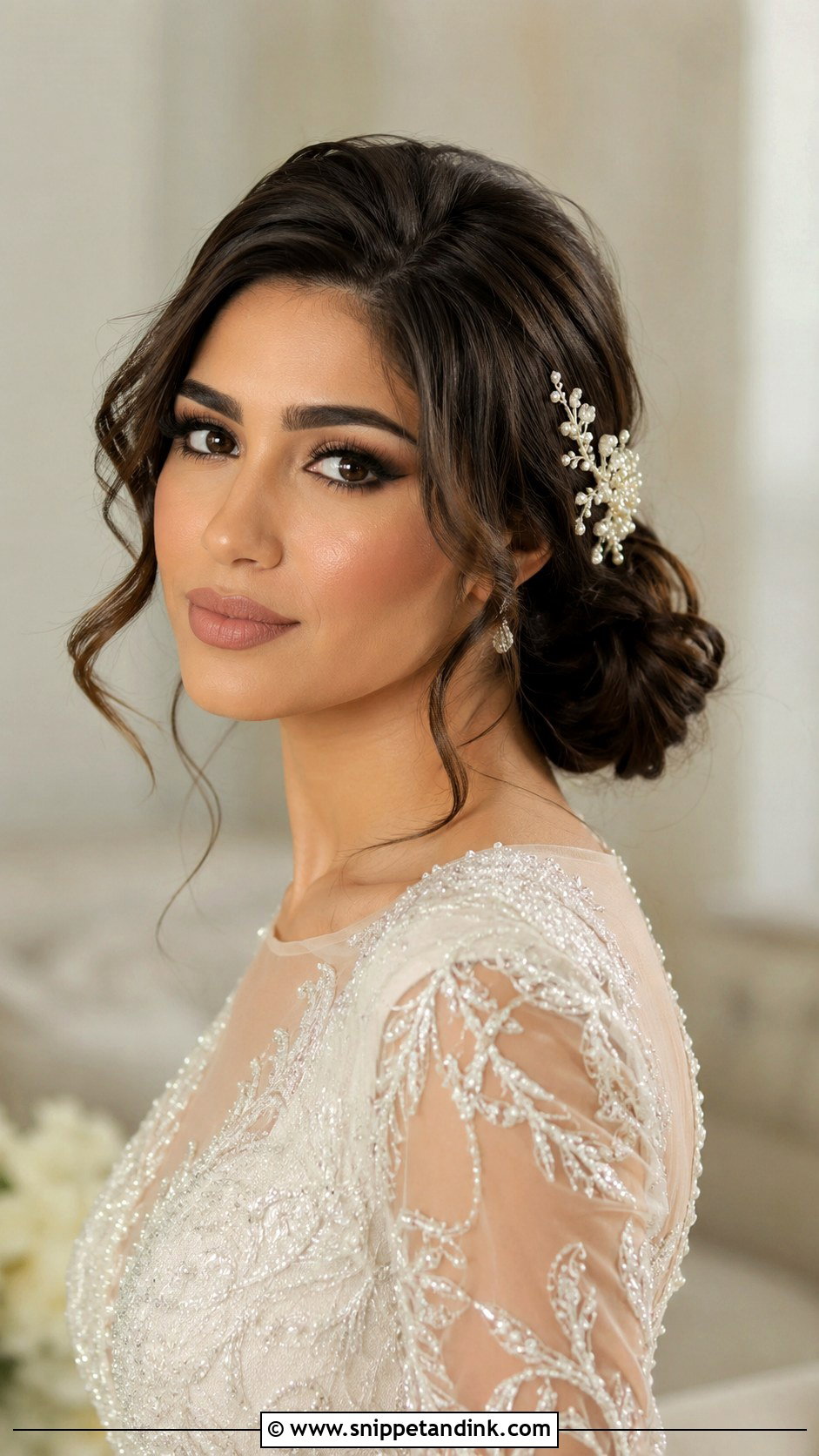 Low Side Bun With Loose Tendrils - Snippet and Ink - 20 Arab Wedding Hairstyles