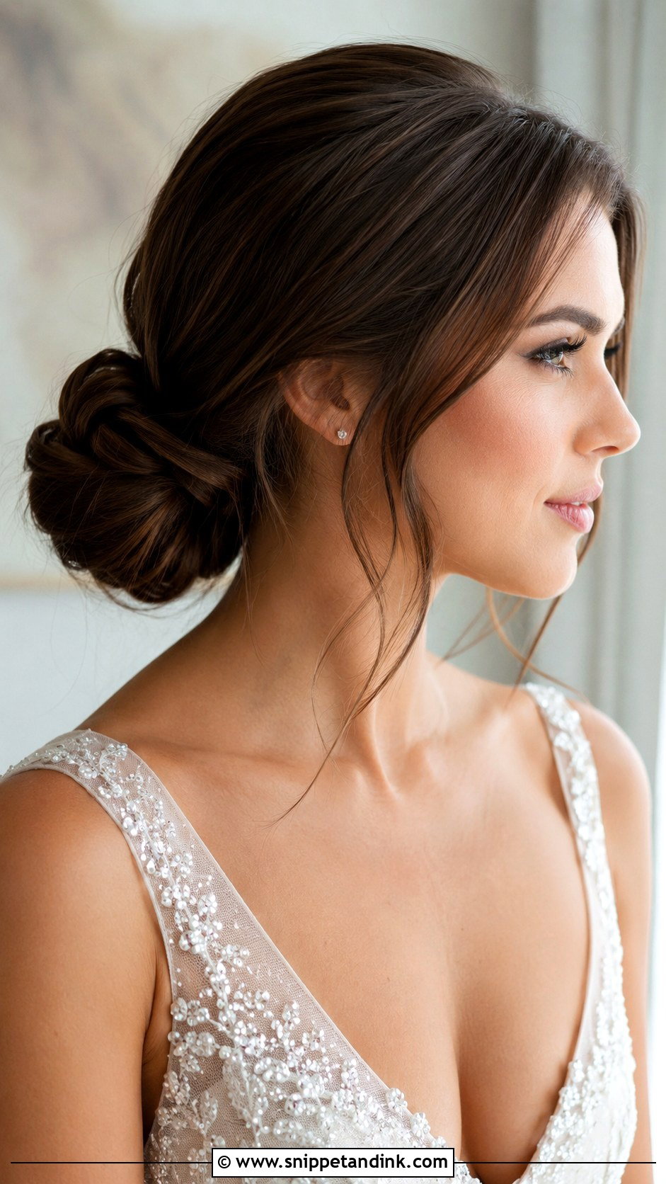 Low Side Bun With Pinned Back Hair - Snippet and Ink - 25 One Side Pinned Back Wedding Hair Ideas