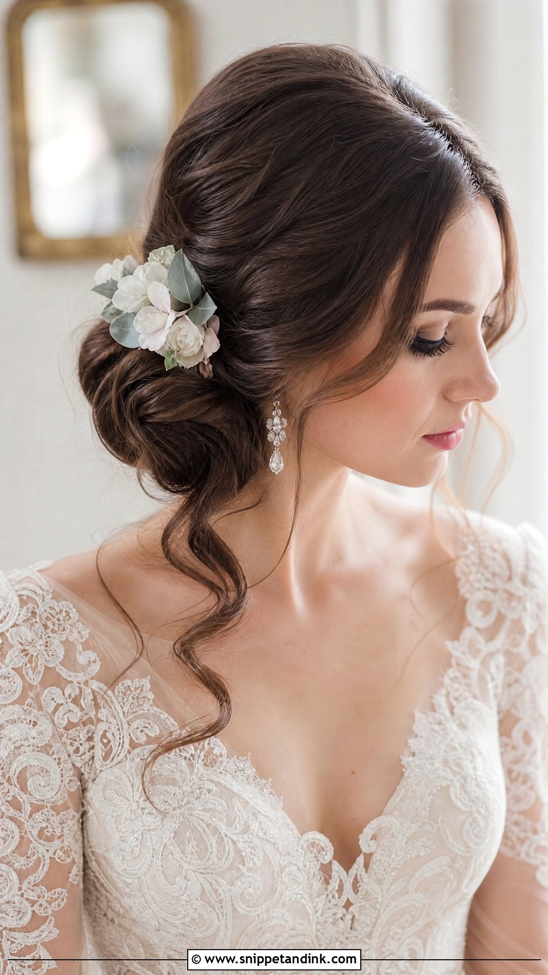 Low Side Bun With Soft Waves - Snippet and Ink - 20 Modern Bride Hairstyles