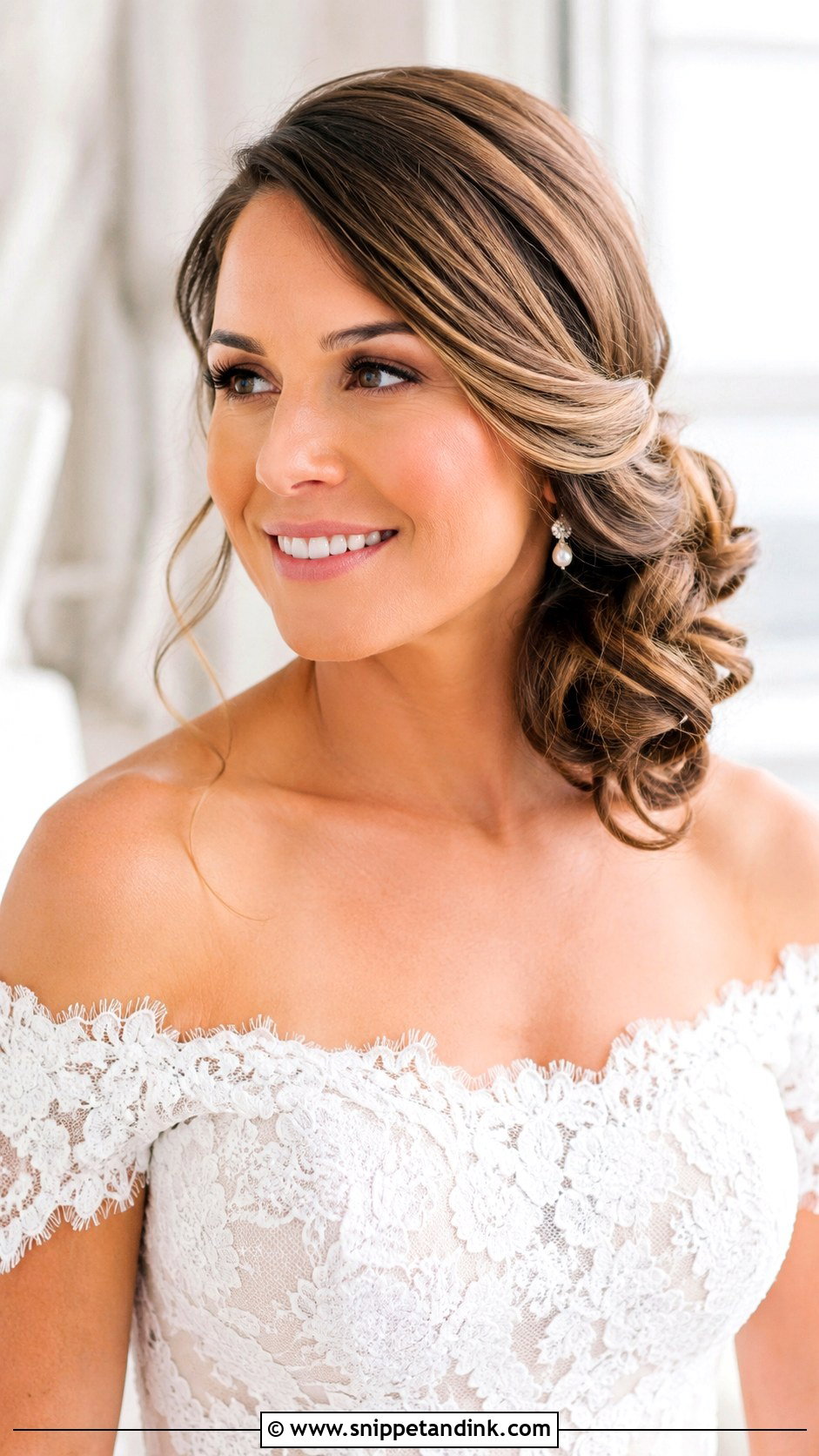 Low Side Bun With Soft Waves - Snippet and Ink - 20 Low Wedding Updo Ideas