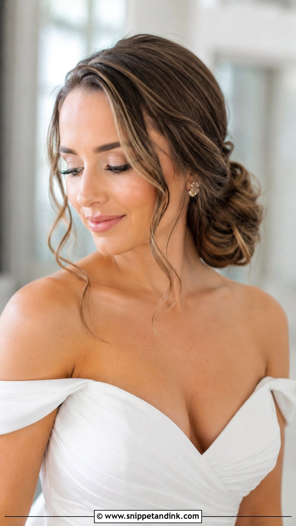 Low Side Bun With Tendrils - Snippet and Ink - 30 Long Hair Wedding Styles