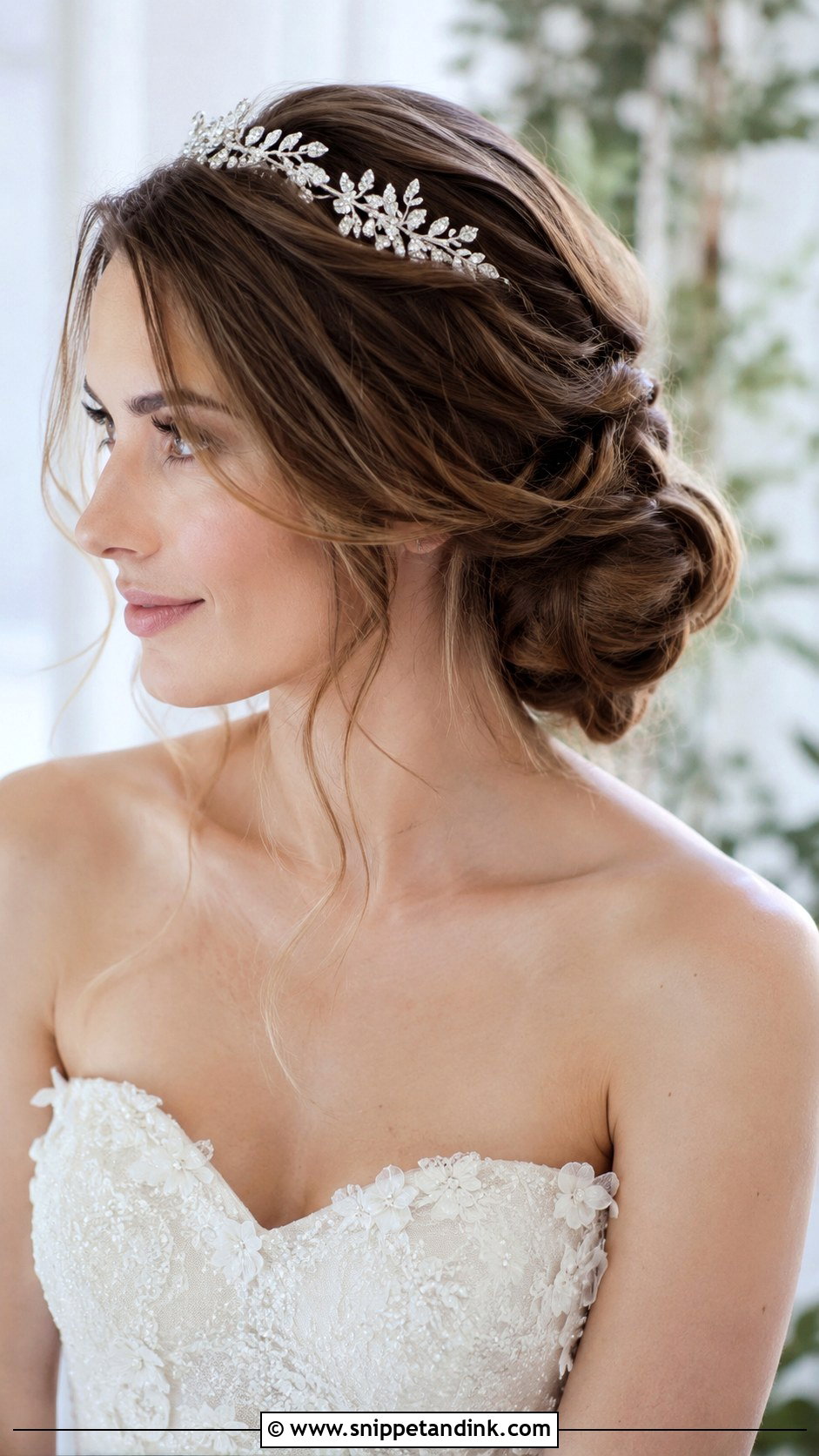 Low Side Bun With Tiara - Snippet and Ink - 25 Wedding Tiara Hairstyles