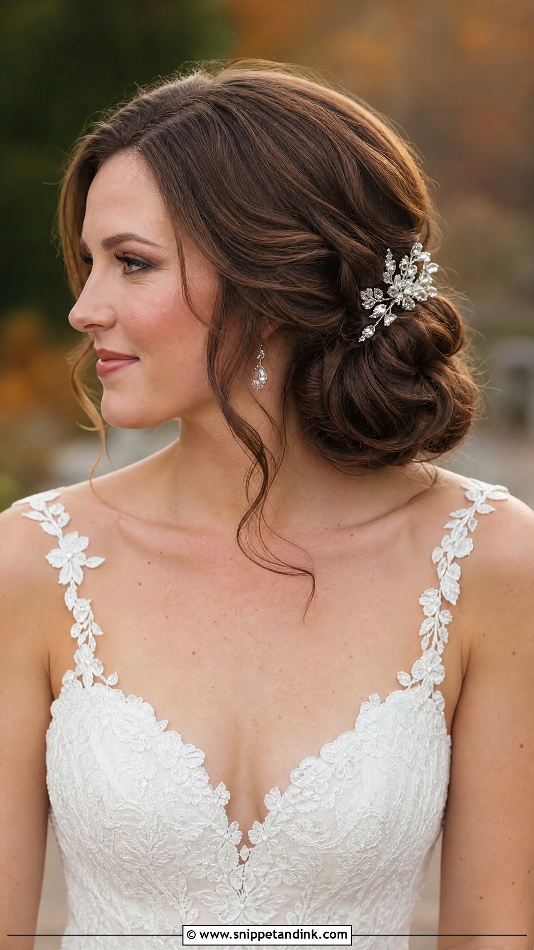 Low Side Bun for Brunette Brides - Snippet and Ink - 20 Wedding Hair Brown Ideas
