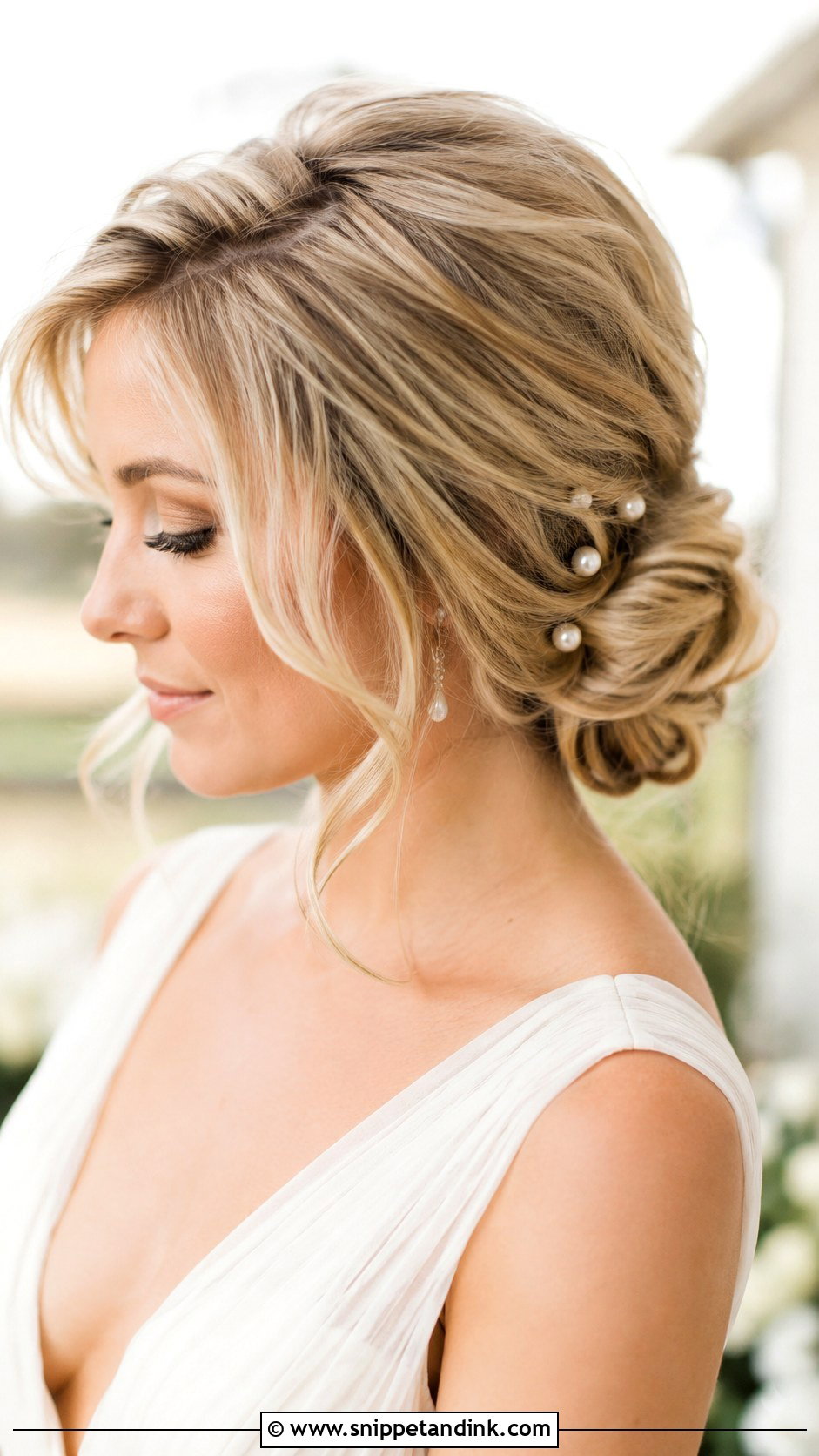 Low Side Bun for Fine Hair - Snippet and Ink - 20 Wedding Hair for Fine Hair Ideas