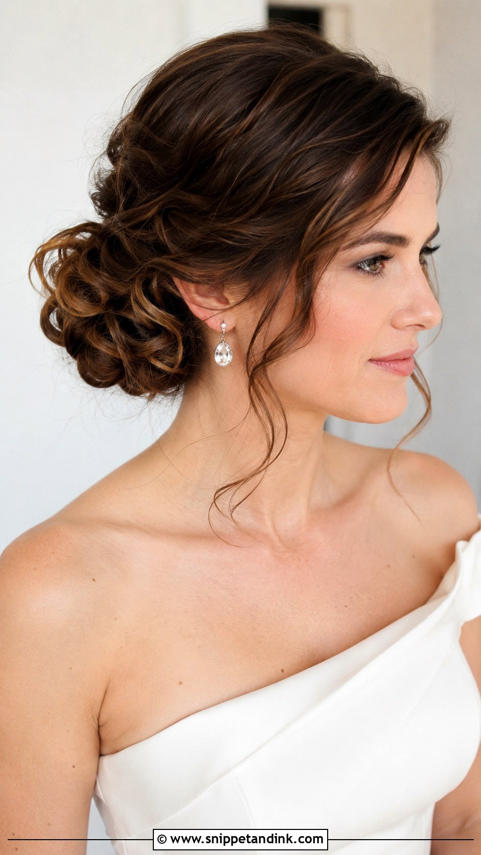 Low Side Chignon With Curls - Snippet and Ink - 20 Side Curls Wedding Hair