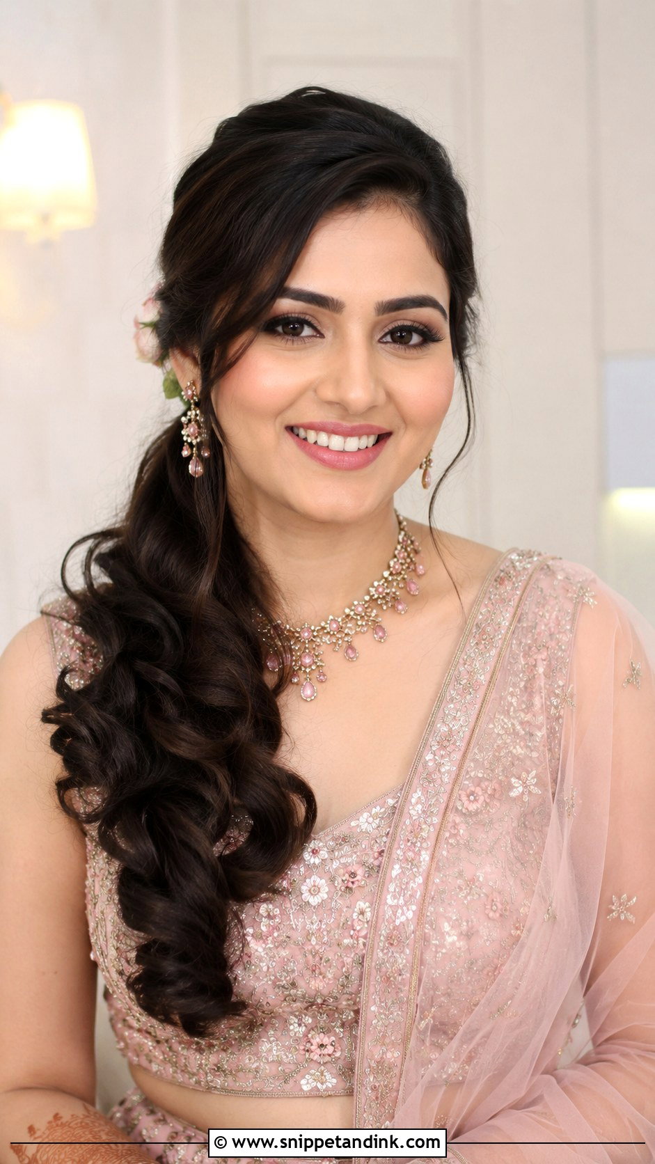 Low Side Ponytail With Curls - Snippet and Ink - 20 Front Indian Weddings Bridal Hairstyles