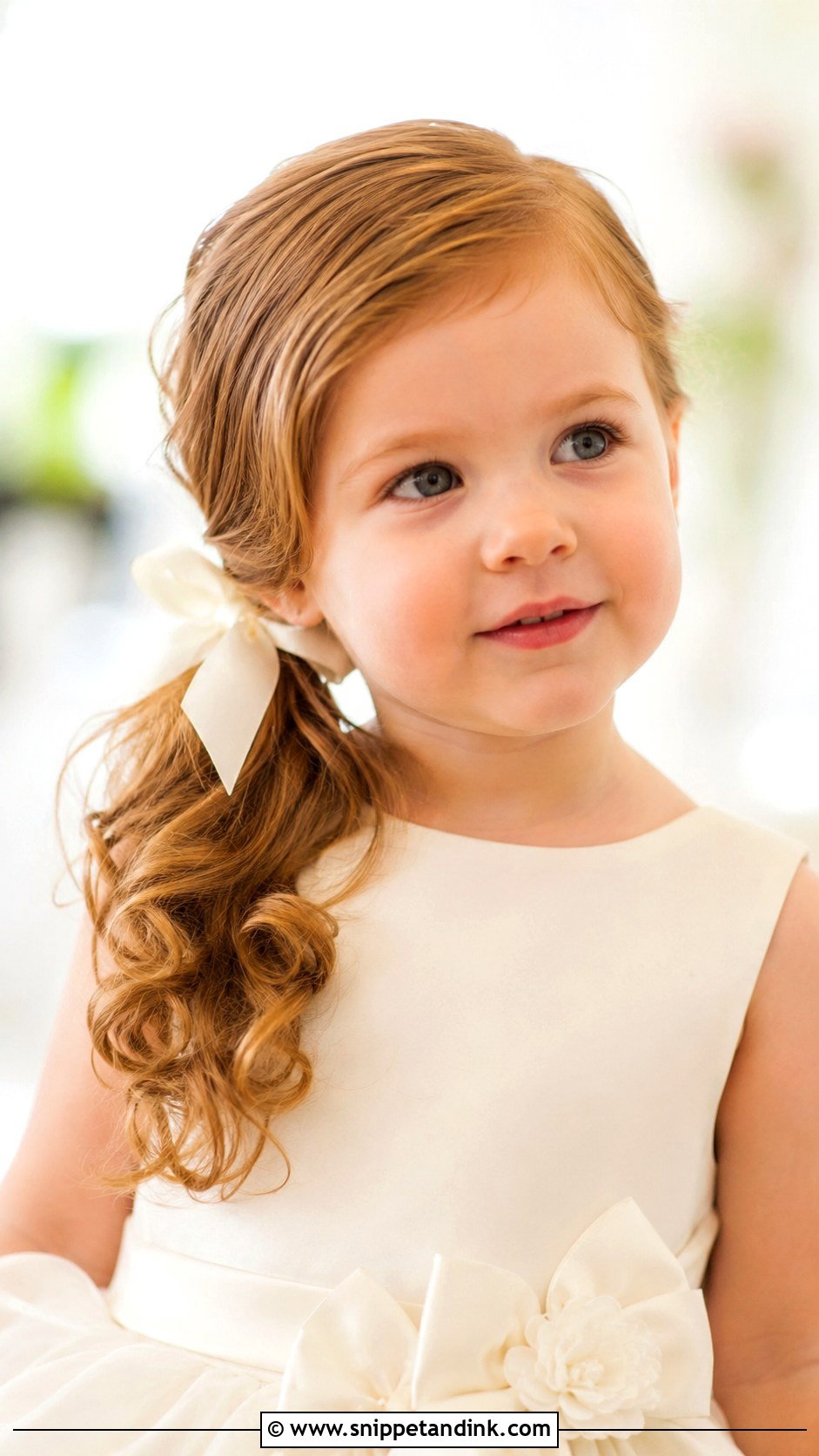Low Side Ponytail With Curls - Snippet and Ink - 20 Flowergirl Hairstyle for Toddler Ideas