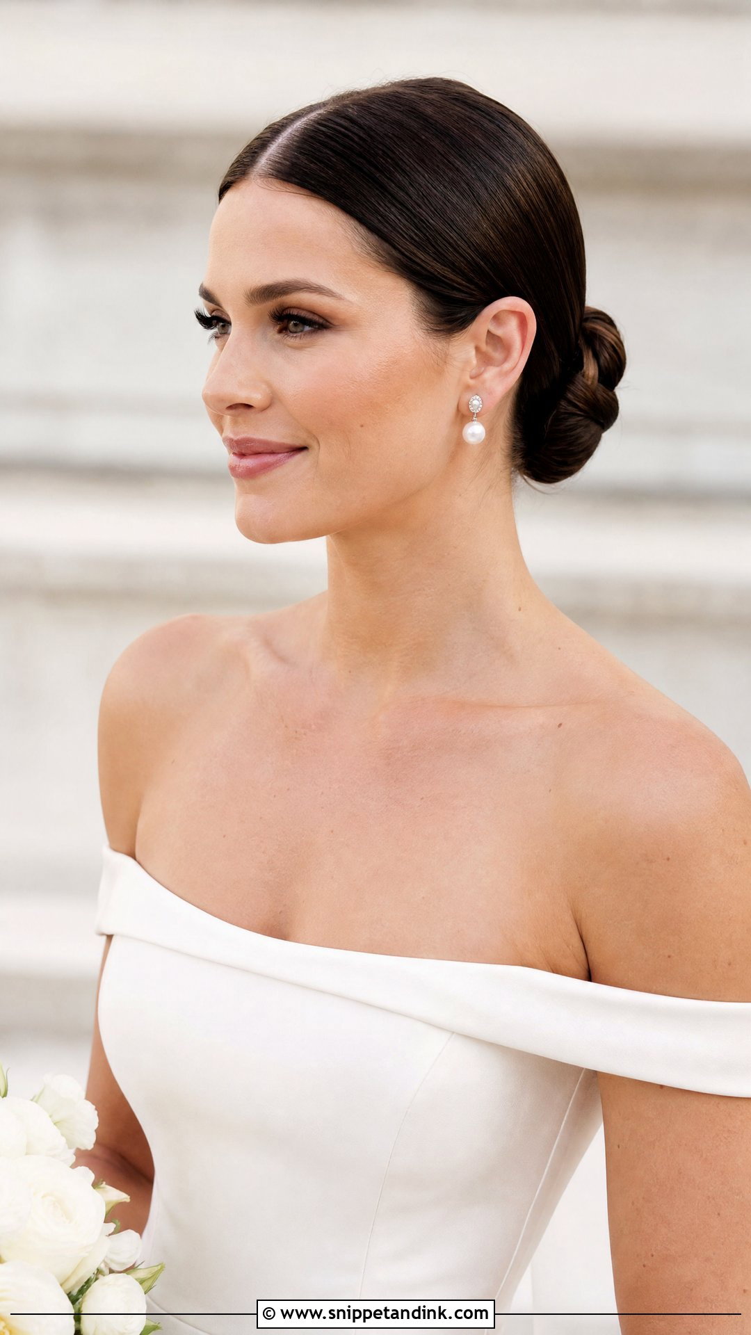 Low Sleek Bun Wedding Hairstyle - Snippet and Ink - 20 Marriage Hairstyle Ideas