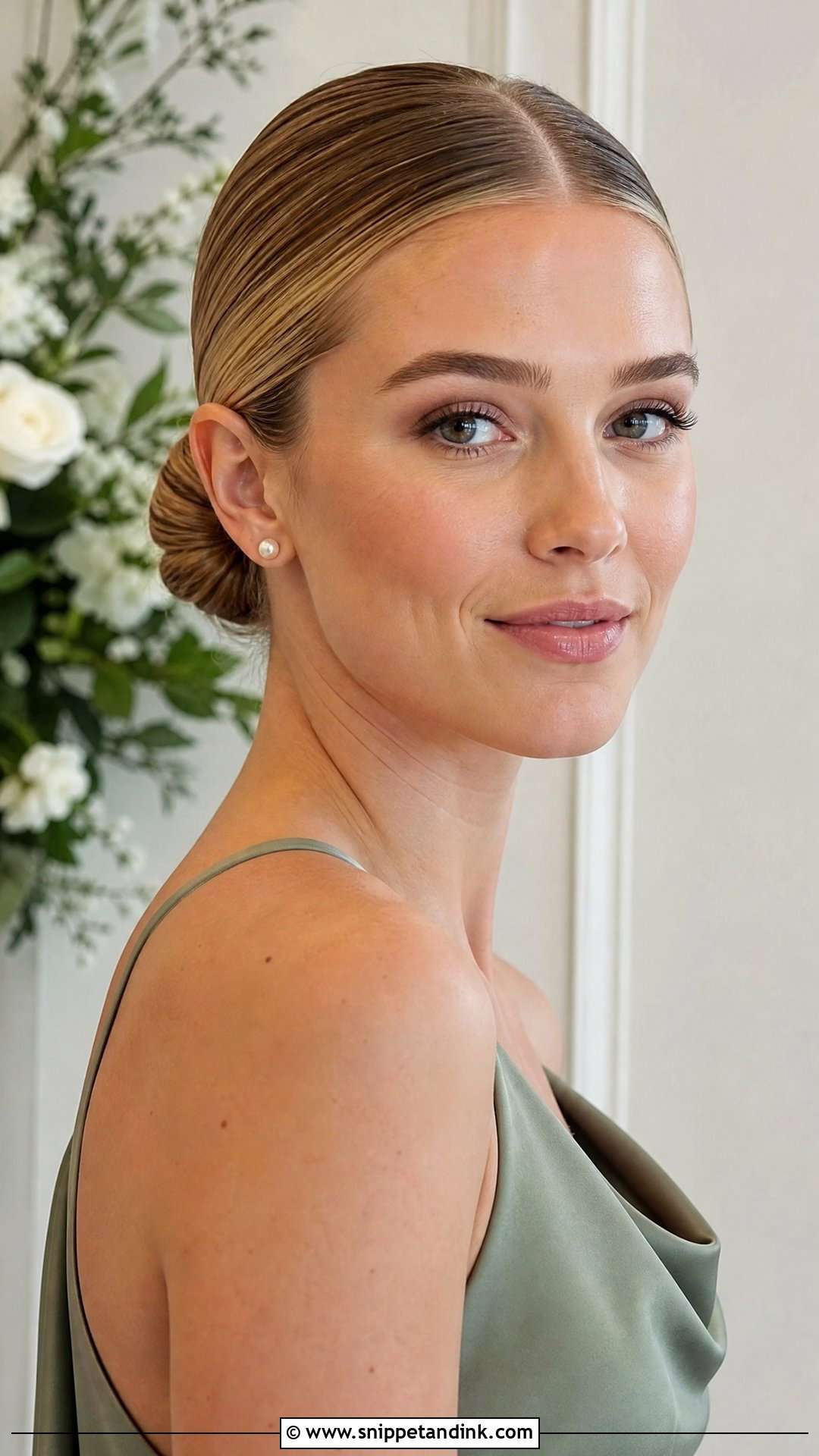 Low Sleek Bun - Snippet and Ink - 15 Bridal Guest Hair Ideas