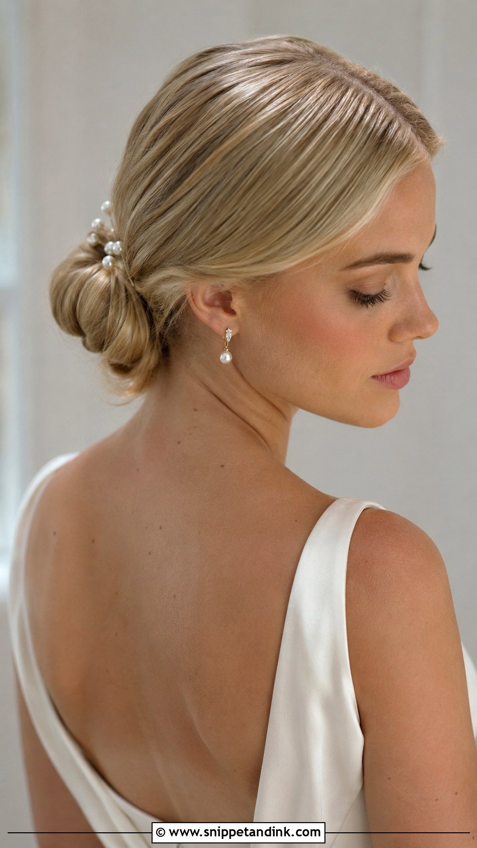 Low Sleek Chignon Wedding Hairstyle - Snippet and Ink - 15 Hair Inspiration for Wedding Ideas