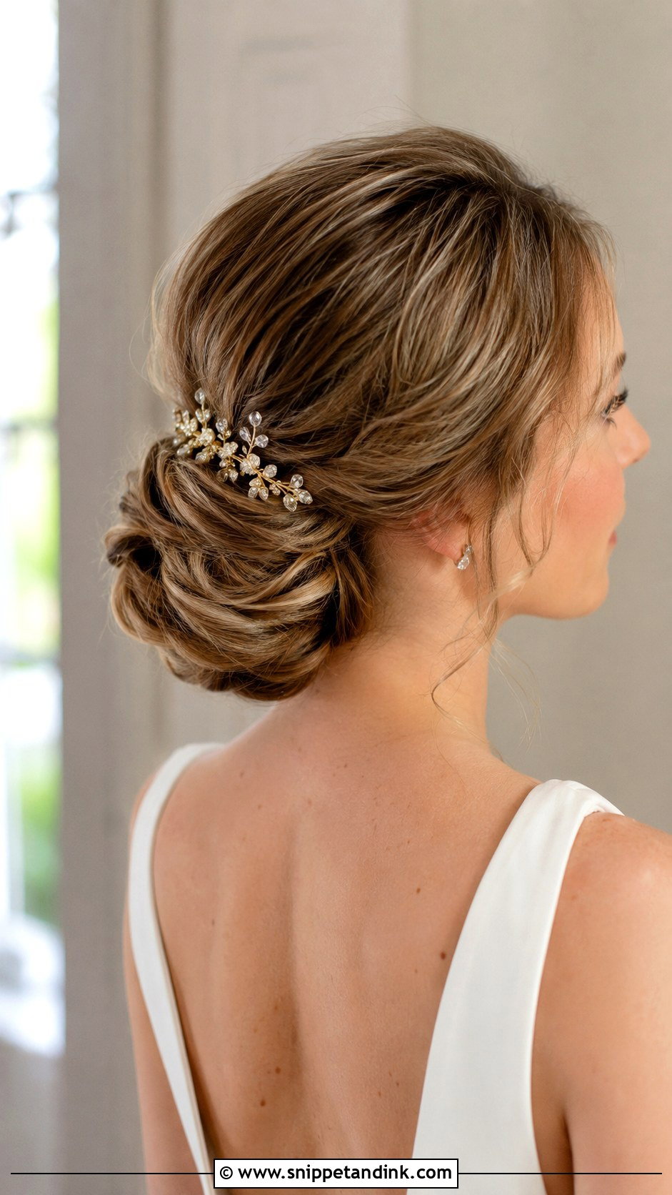 Low Textured Bun Wedding Hair For Thin Hair - Snippet and Ink - 15 Low Textured Bun Wedding Hair Ideas