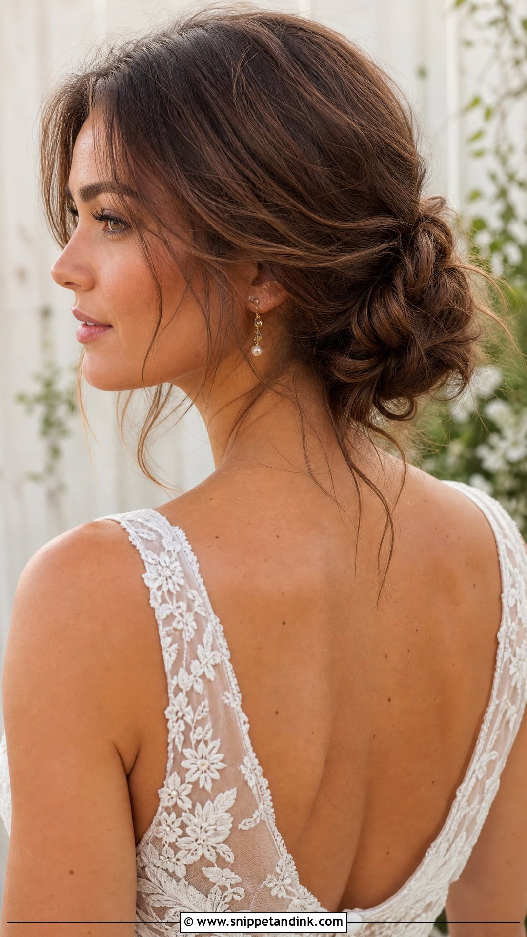 Low Textured Bun With Loose Wisps - Snippet and Ink - 20 Long Hair Wedding Guest Hairstyles