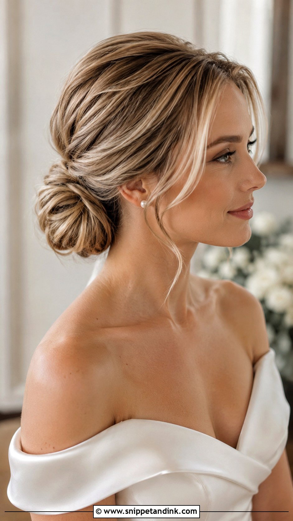 Low Textured Chignon Wedding Hair - Snippet and Ink - 15 Low Textured Bun Wedding Hair Ideas