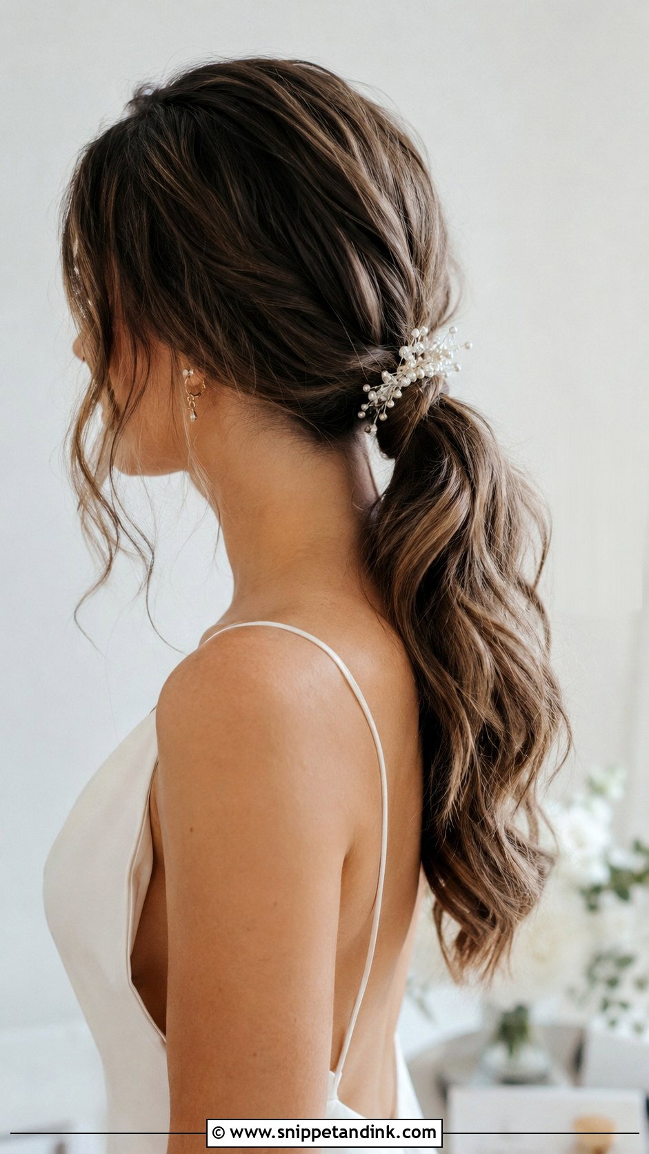 Low Textured Ponytail for Brides - Snippet and Ink - 20 Modern Wedding Hair Ideas