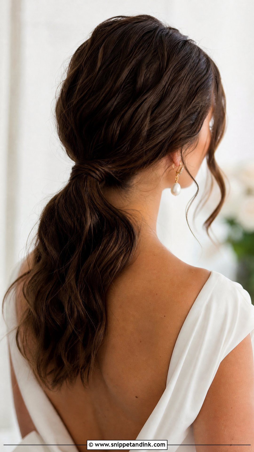 Low Textured Ponytail for Brides - Snippet and Ink - 20 Modern Bride Hairstyles