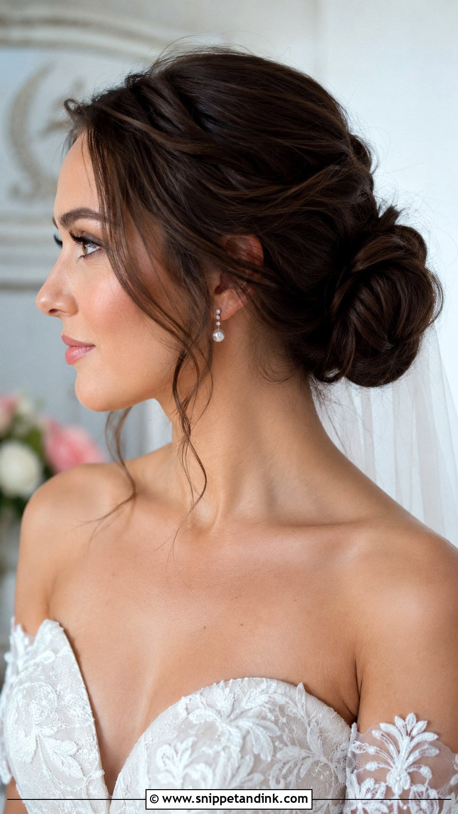 Low Twisted Bun Bridal Hairstyle - Snippet and Ink - 30 Bride Hairstyle Ideas