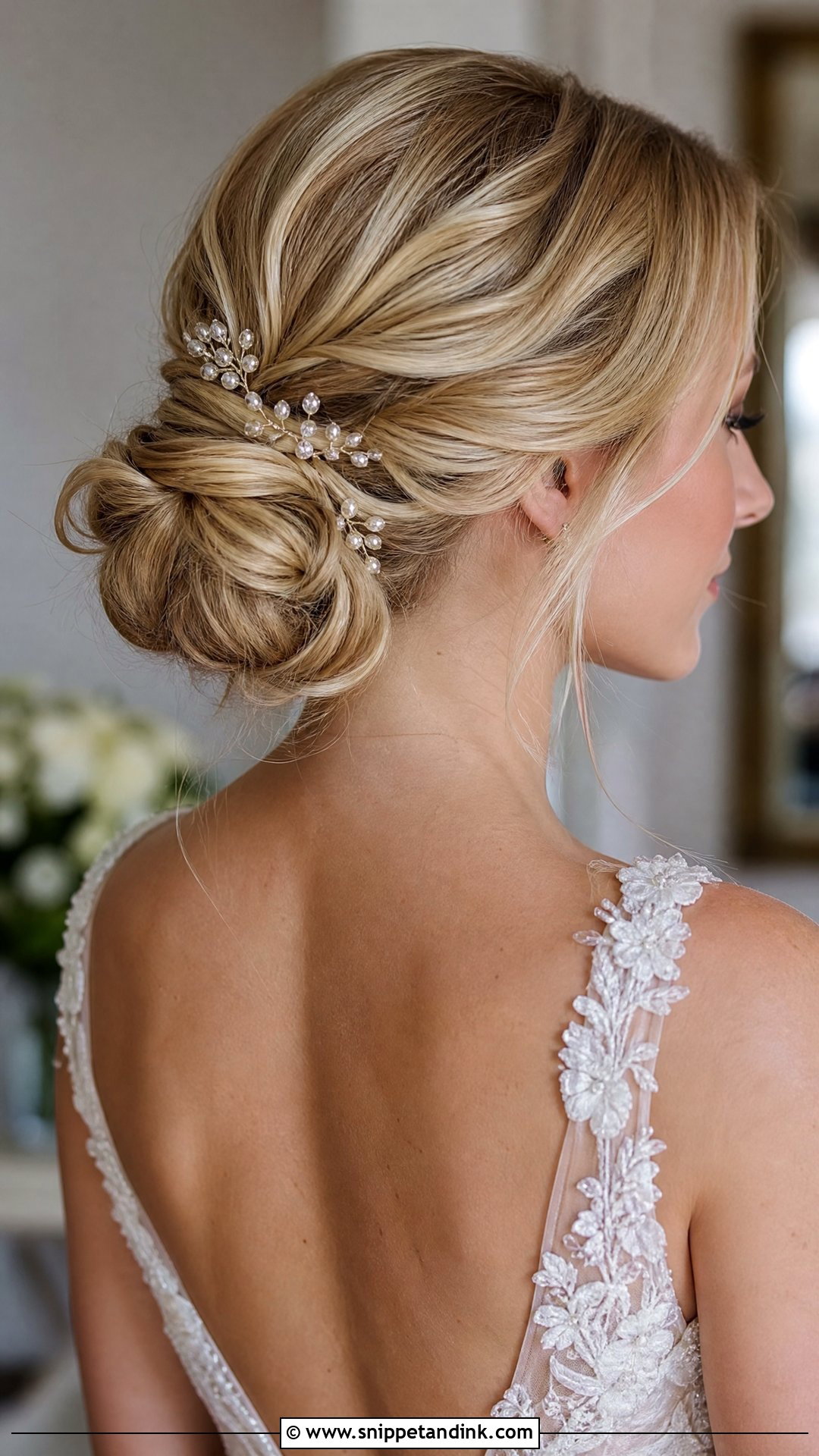 Low Twisted Bun With Accessories - Snippet and Ink - 20 Wedding Hairstyles Fine Hair