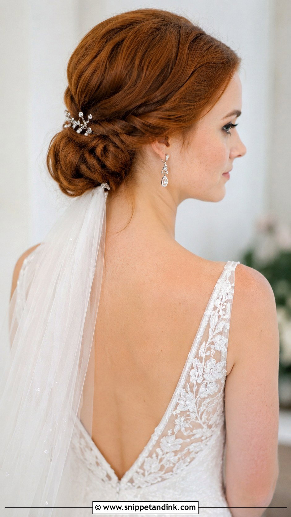 Low Twisted Bun With Veil - Snippet and Ink - 25 Bride Hair Updo Ideas