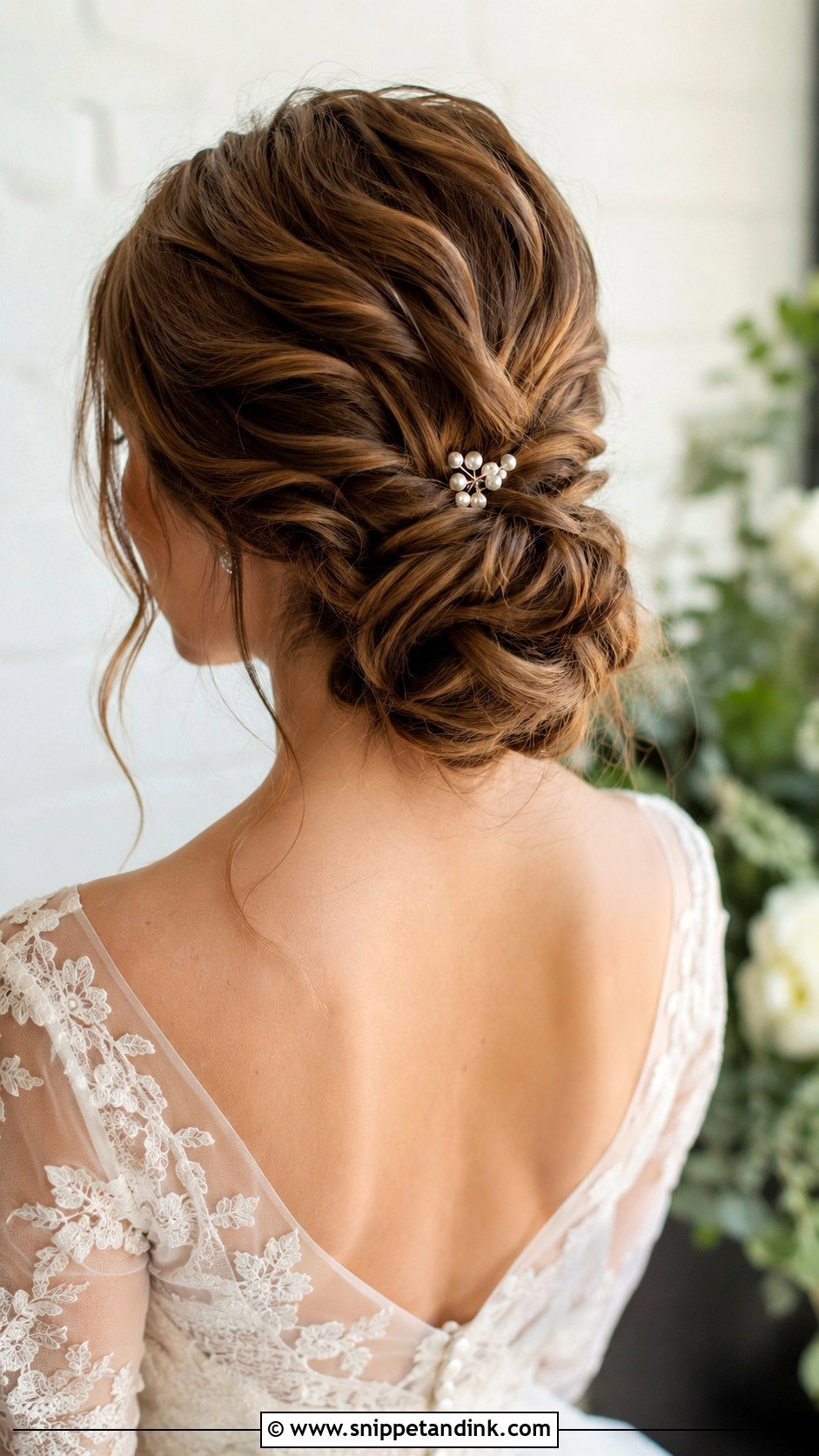 Low Twisted Bun for Short Hair - Snippet and Ink - 25 Wedding Updos for Short Hair