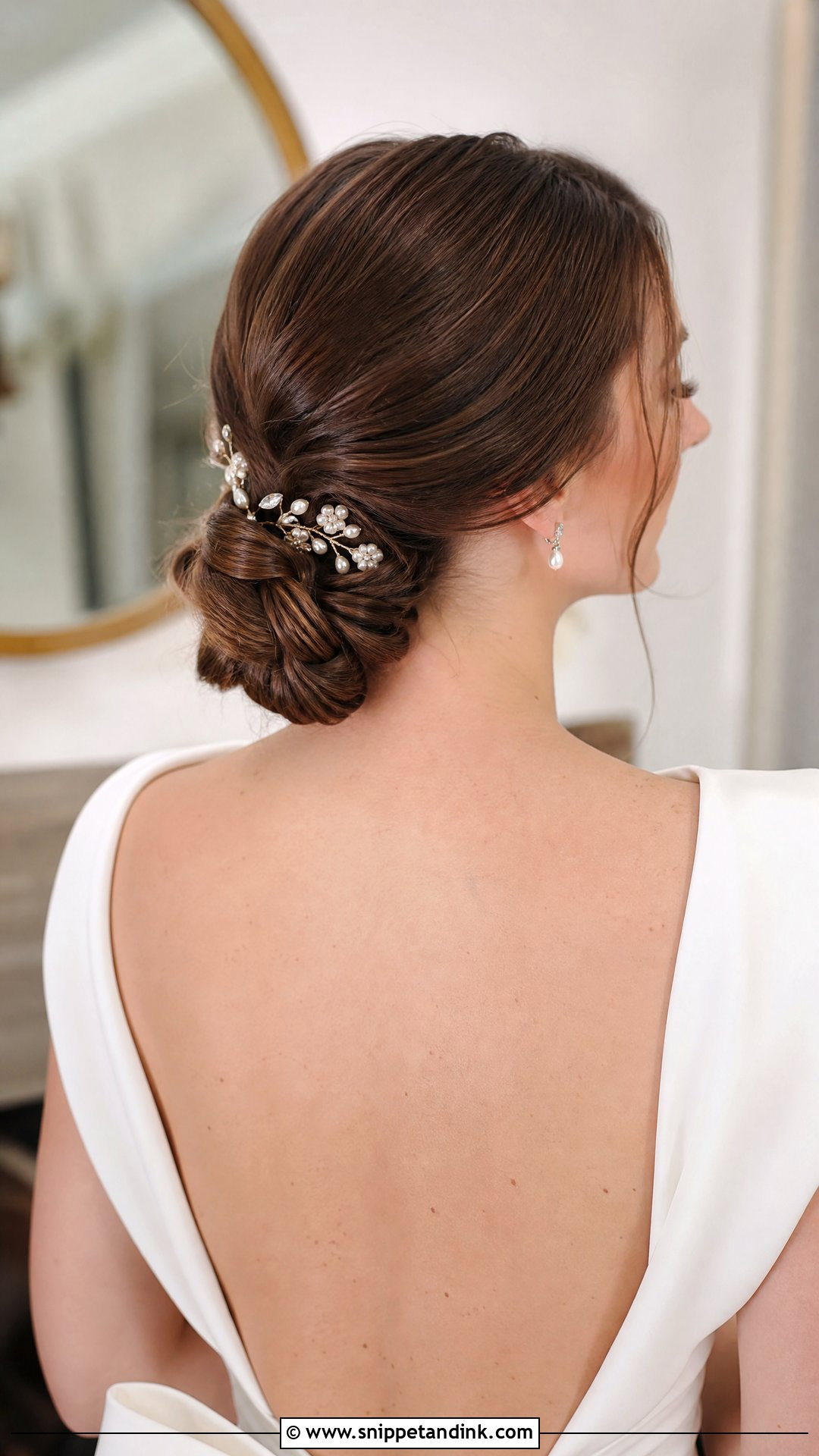 Low Twisted Bun with Accessories - Snippet and Ink - 30 Glam Bridal Hair Ideas