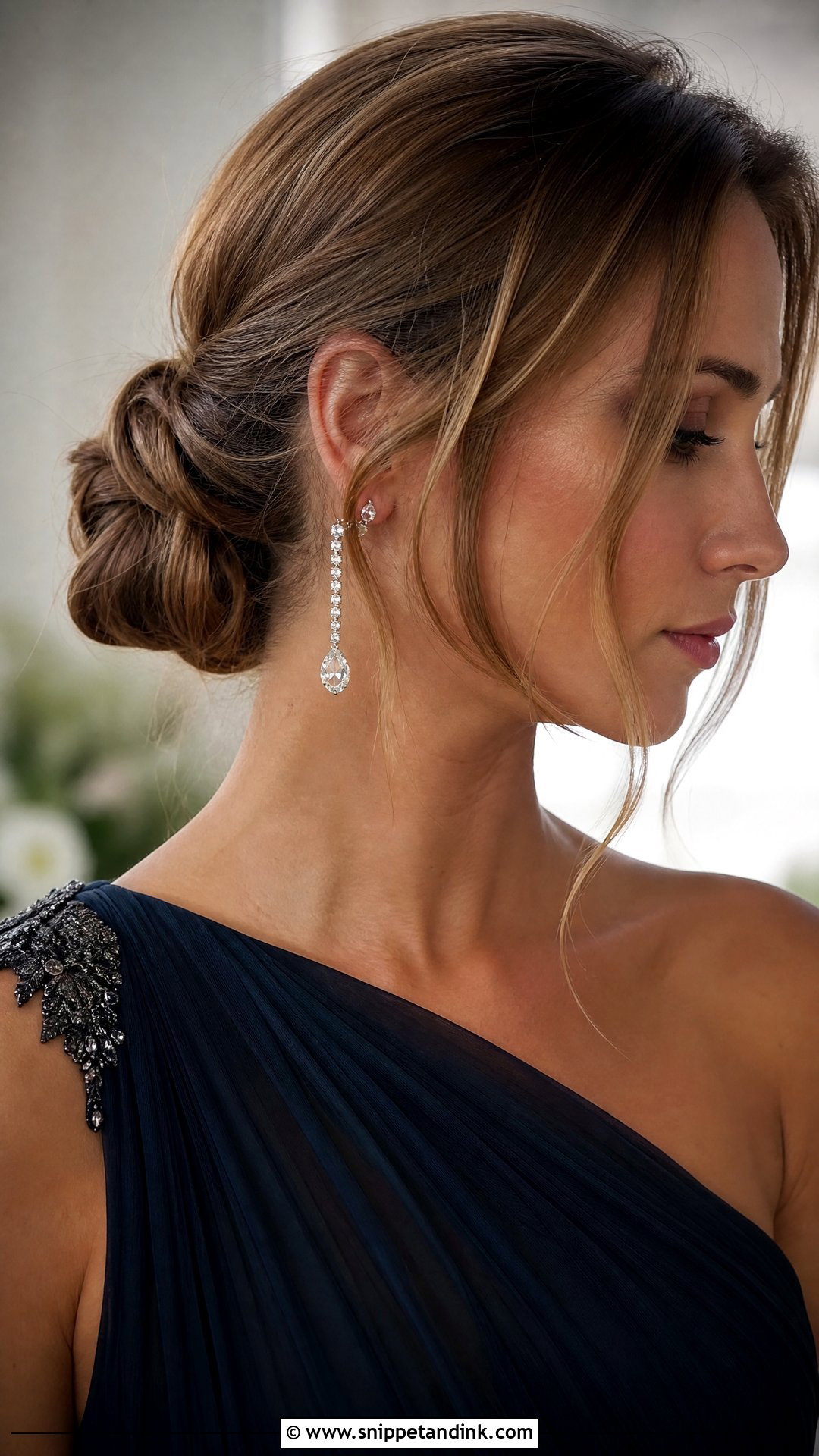 Low Twisted Chignon - Snippet and Ink - 20 Medium Length Hair Styles for Wedding Guest