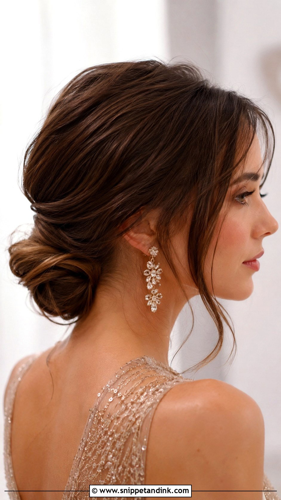 Low Twisted Chignon - Snippet and Ink - 25 Wedding Guest Short Hairstyles