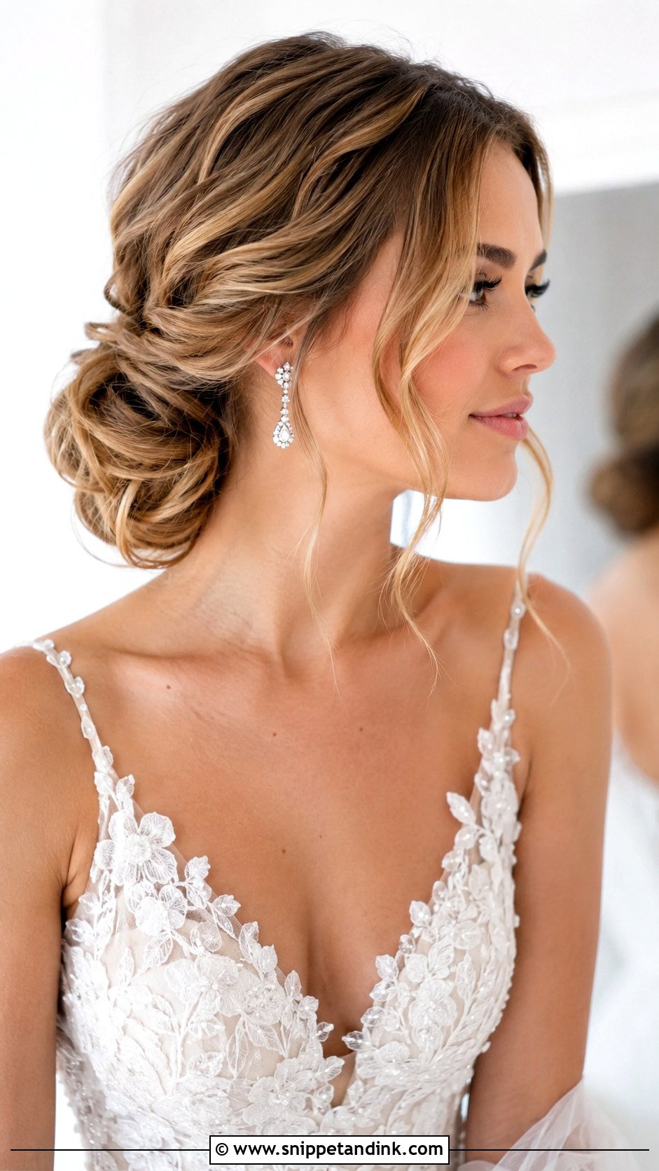 Low Twisted Chignon With Waves - Snippet and Ink - 20 Hair Styles for Brides