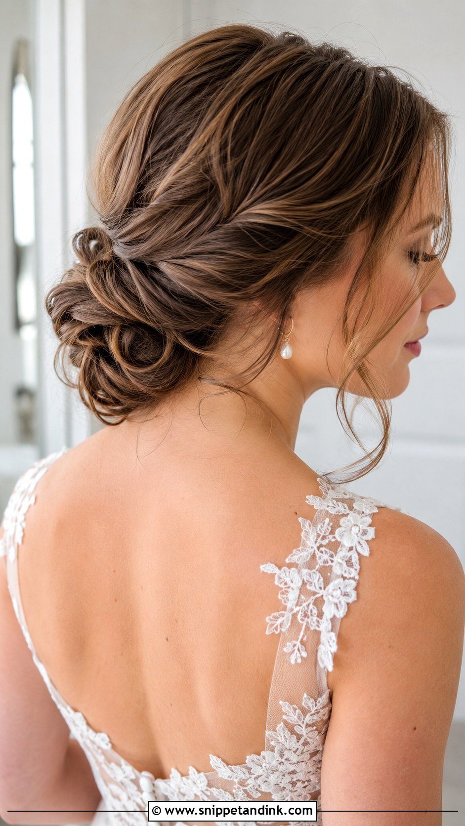 Low Twisted Chignon for Medium Hair - Snippet and Ink - 25 Bridal Updos for Medium Hair